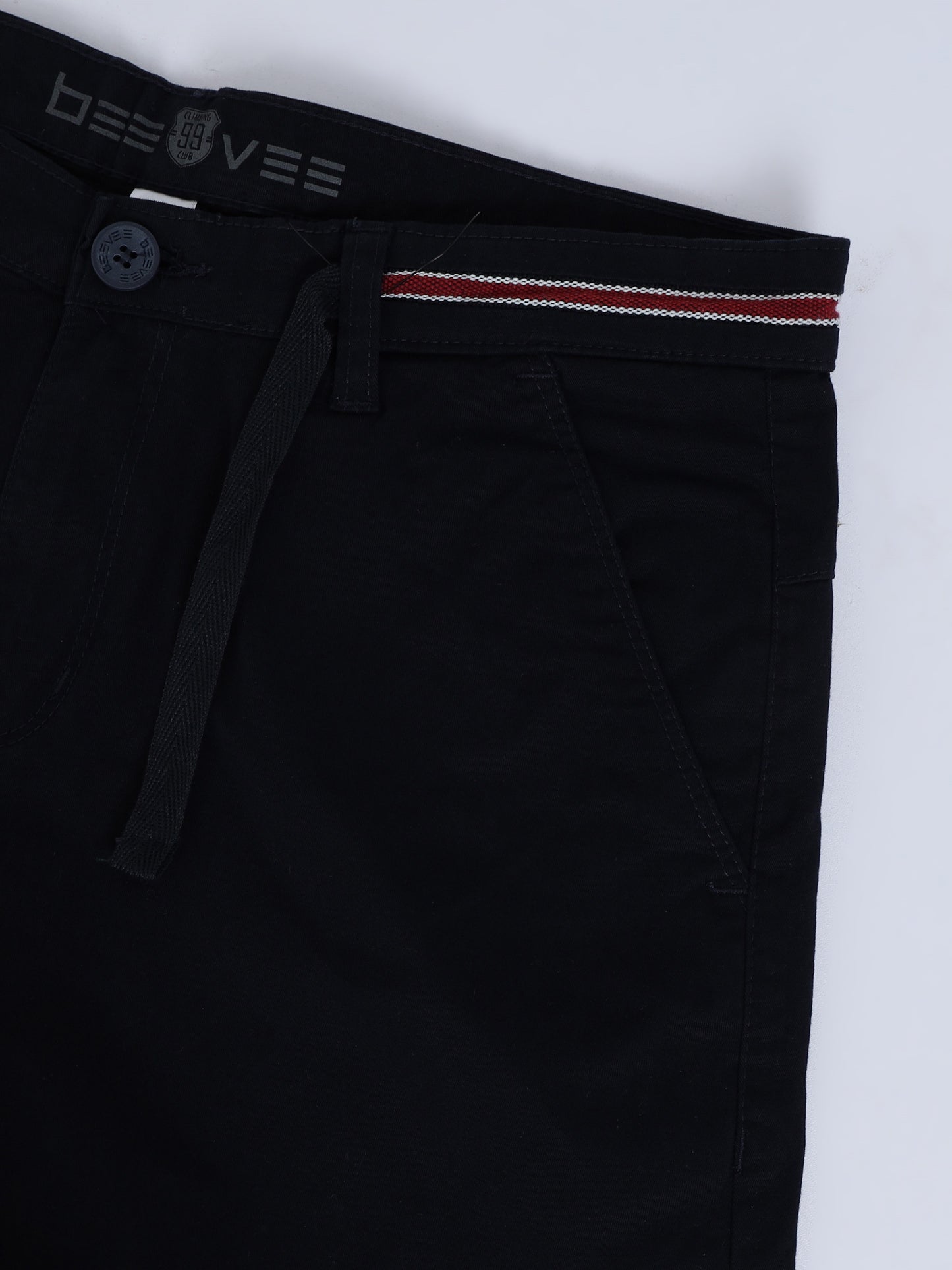 Men's Navy Solid Cotton Lycra Mid-Rise Casual Shorts