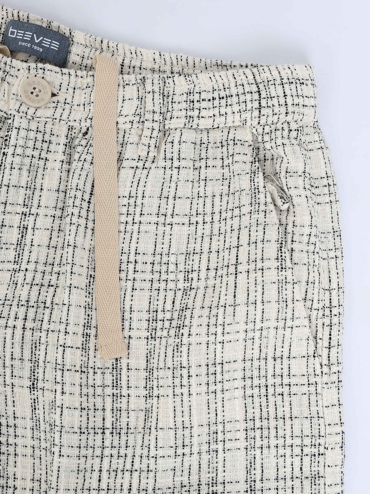 Cotton Lycra Casual Cream Printed Shorts
