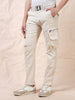 Men Multi Pocket Beige Cargo with Belt