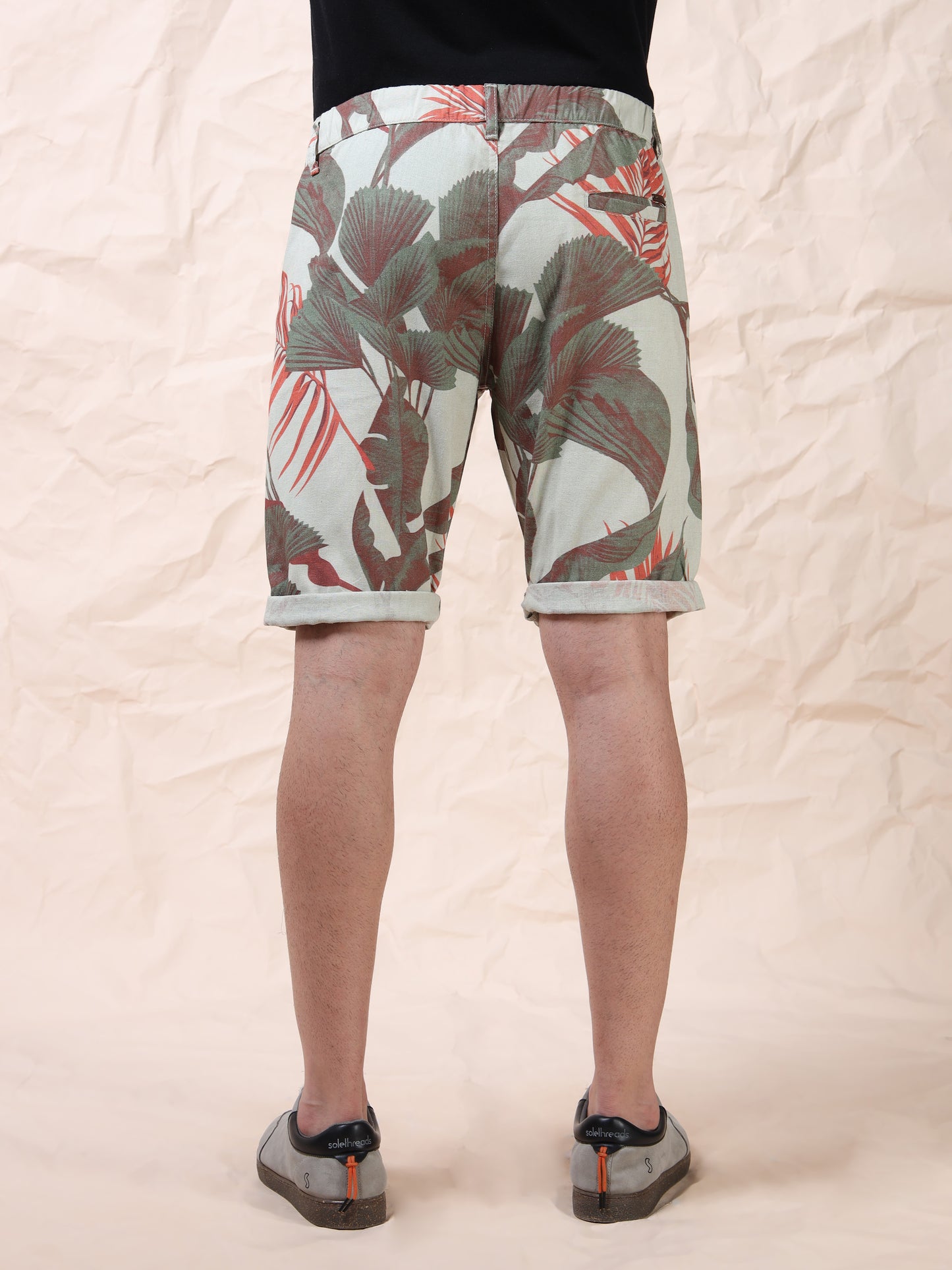 Men's Printed Cotton Blend Mid-Rise Casual Shorts