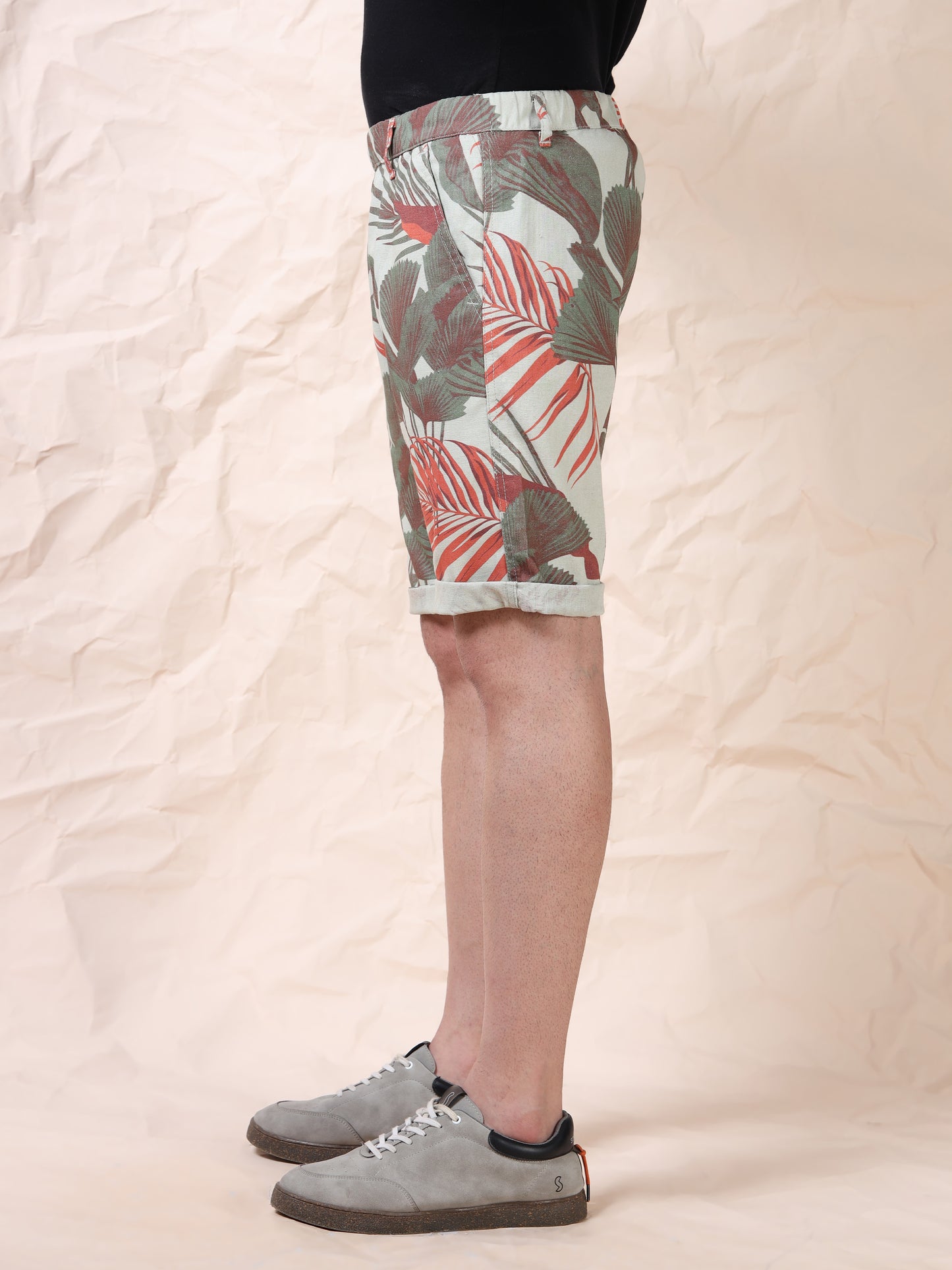 Men's Printed Cotton Blend Mid-Rise Casual Shorts