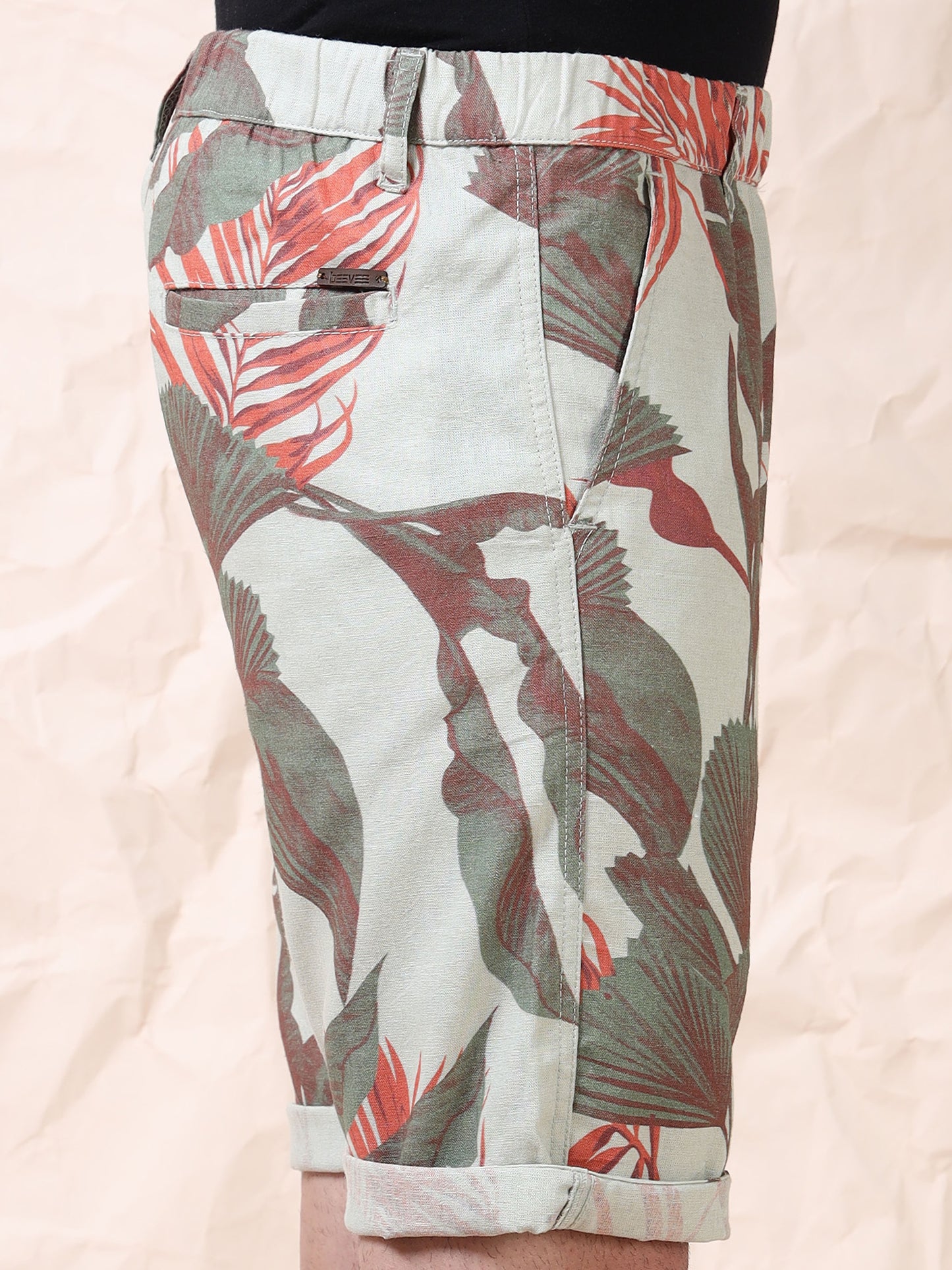 Men's Printed Cotton Blend Mid-Rise Casual Shorts