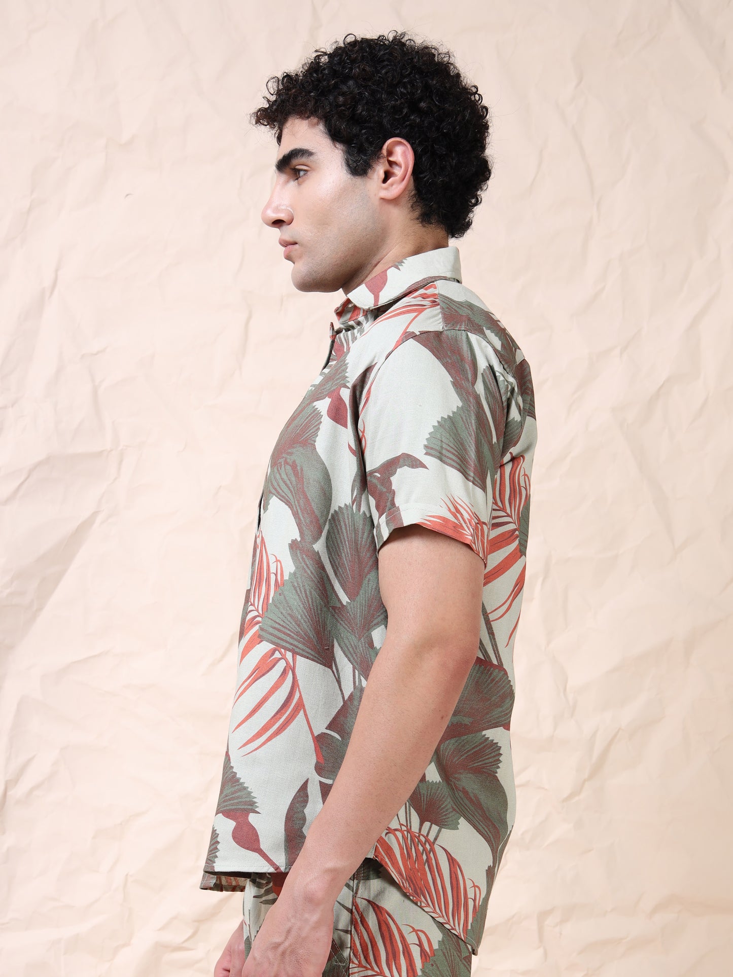 Cotton Floral Printed Grey Casual Shirt