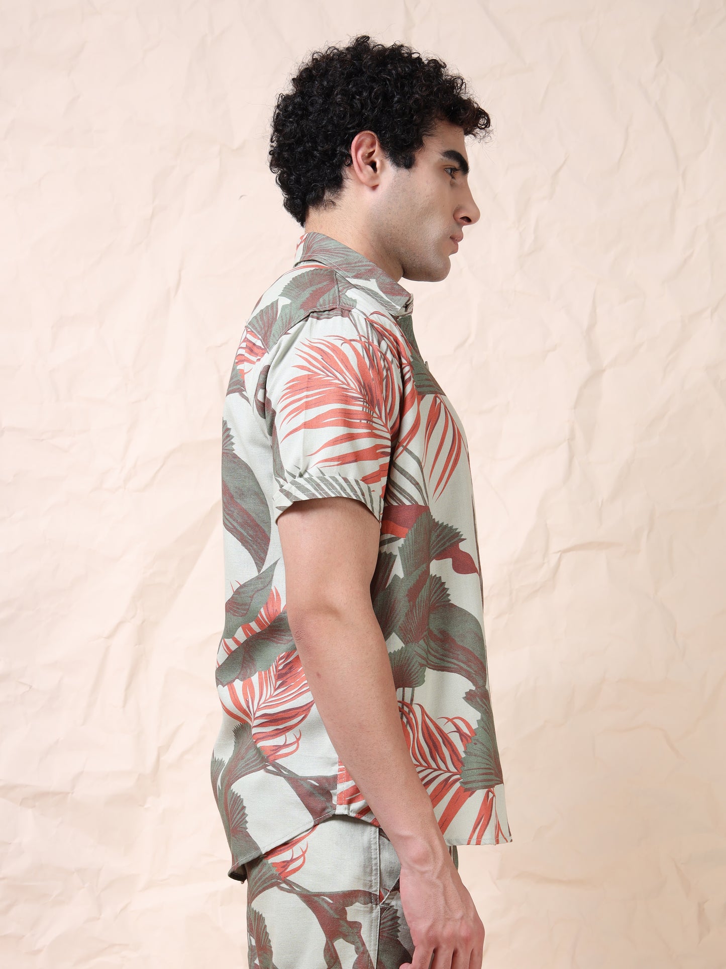 Cotton Floral Printed Grey Casual Shirt