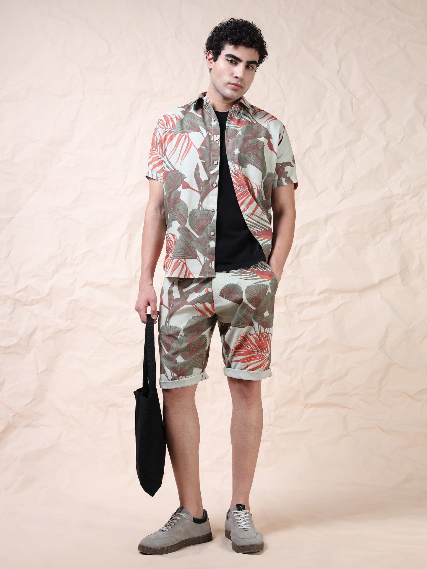 Cotton Floral Printed Grey Casual Shirt