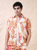 Cotton Floral Printed Beige Casual Shirt