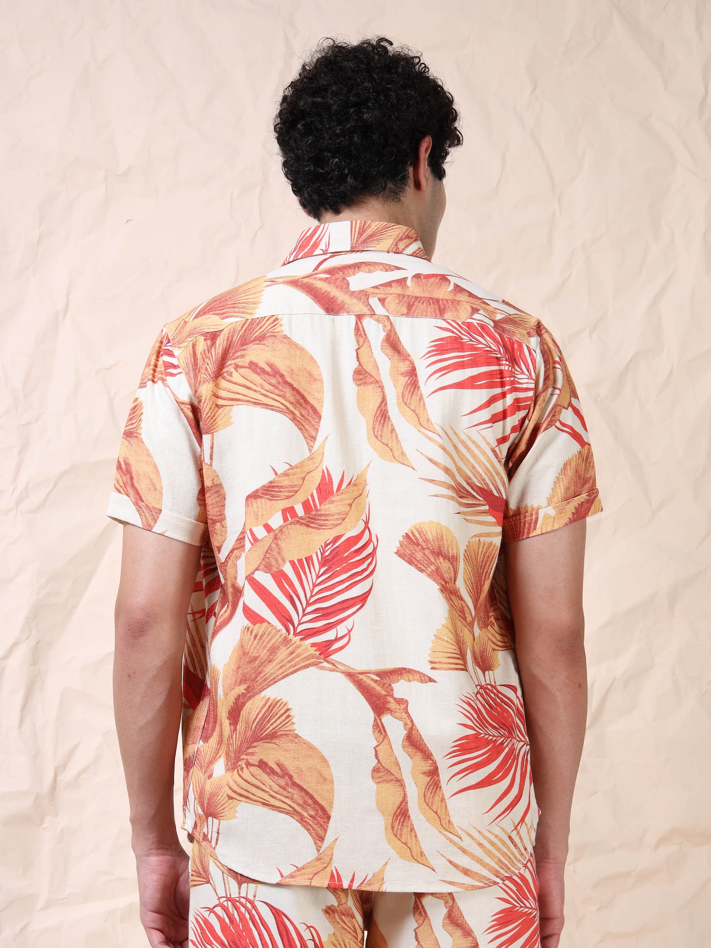 Cotton Floral Printed Beige Casual Shirt