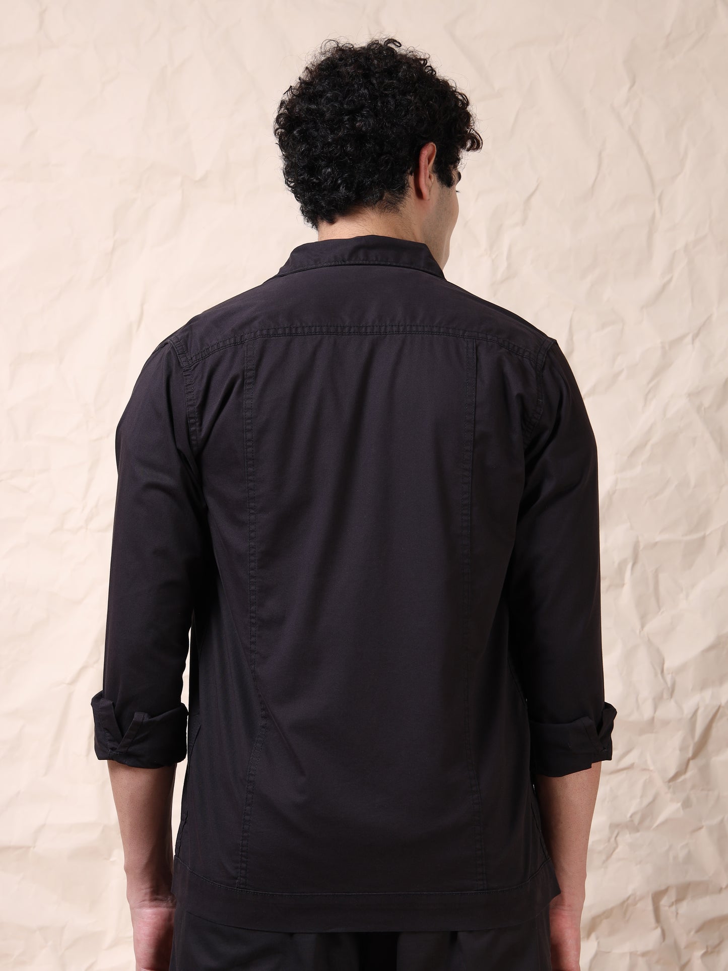 Multi Utility Cargo Pocket Black Shacket