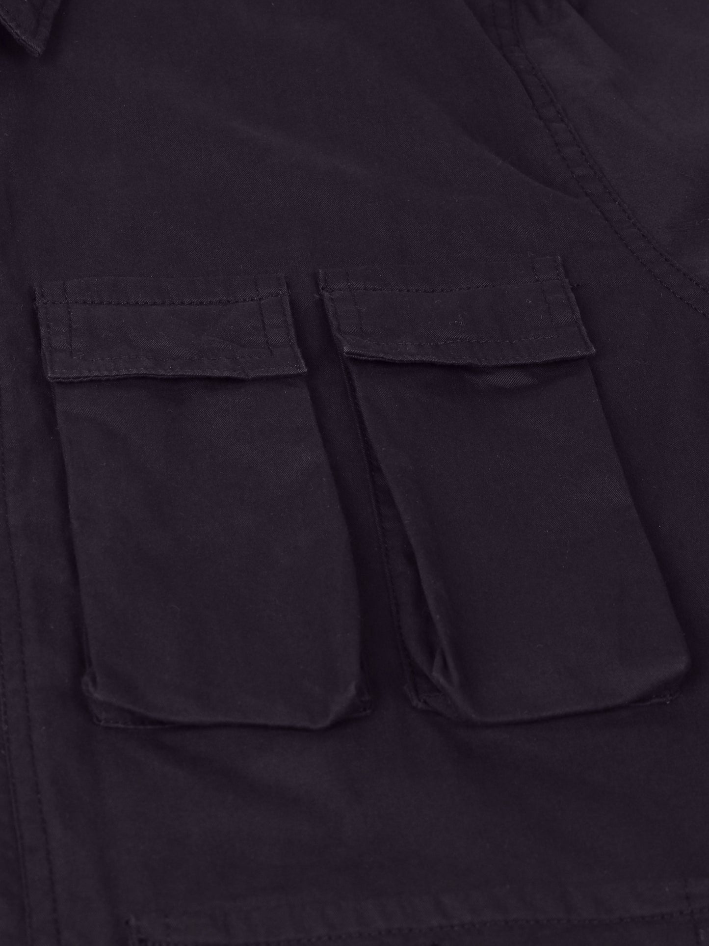 Multi Utility Cargo Pocket Black Shacket