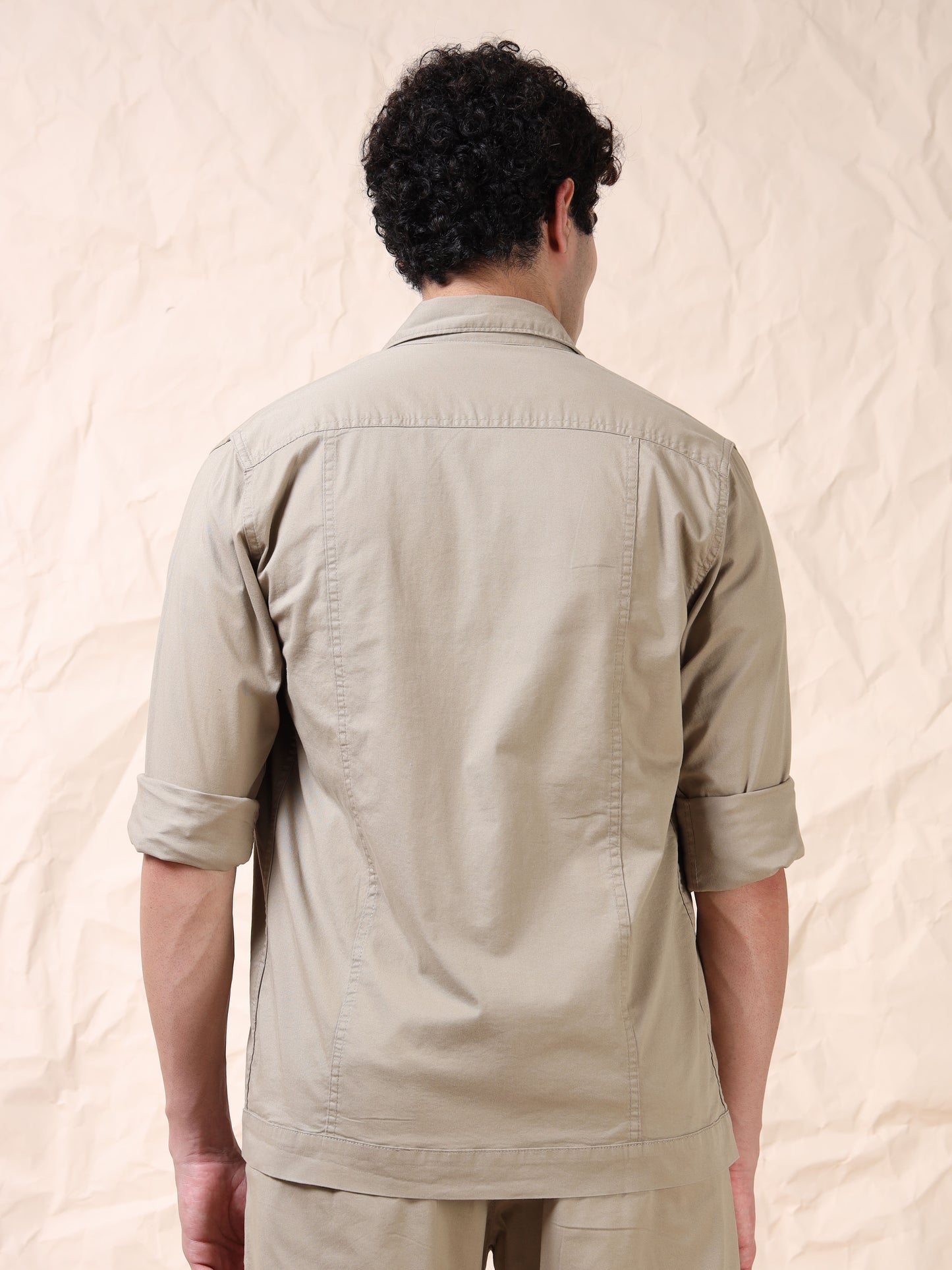 Multi Utility Cargo Pocket Khaki Shacket
