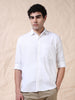 Full Sleeve Single Pocket White Cotton Shirt