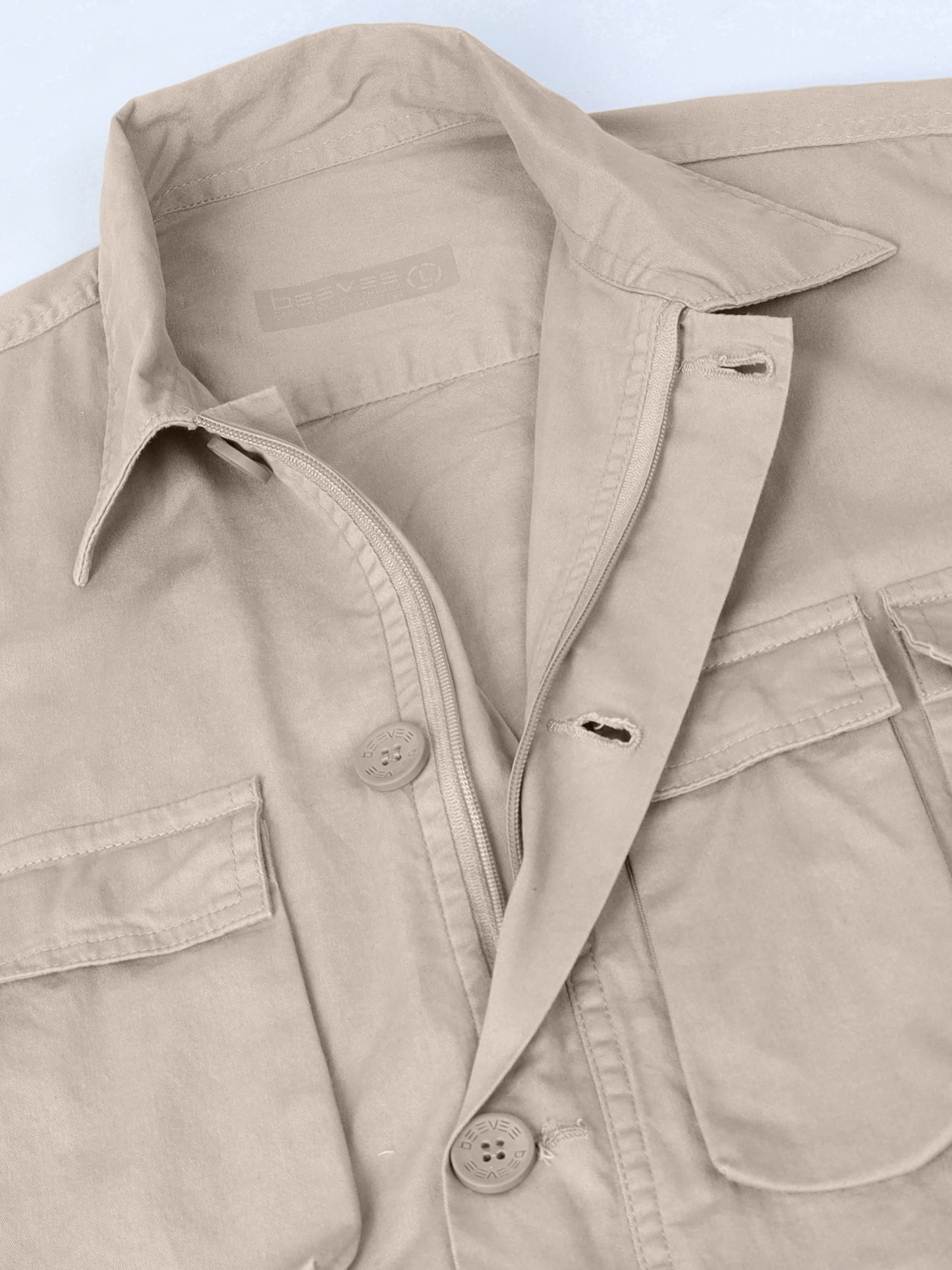 Multi Utility Cargo Pocket Khaki Shacket