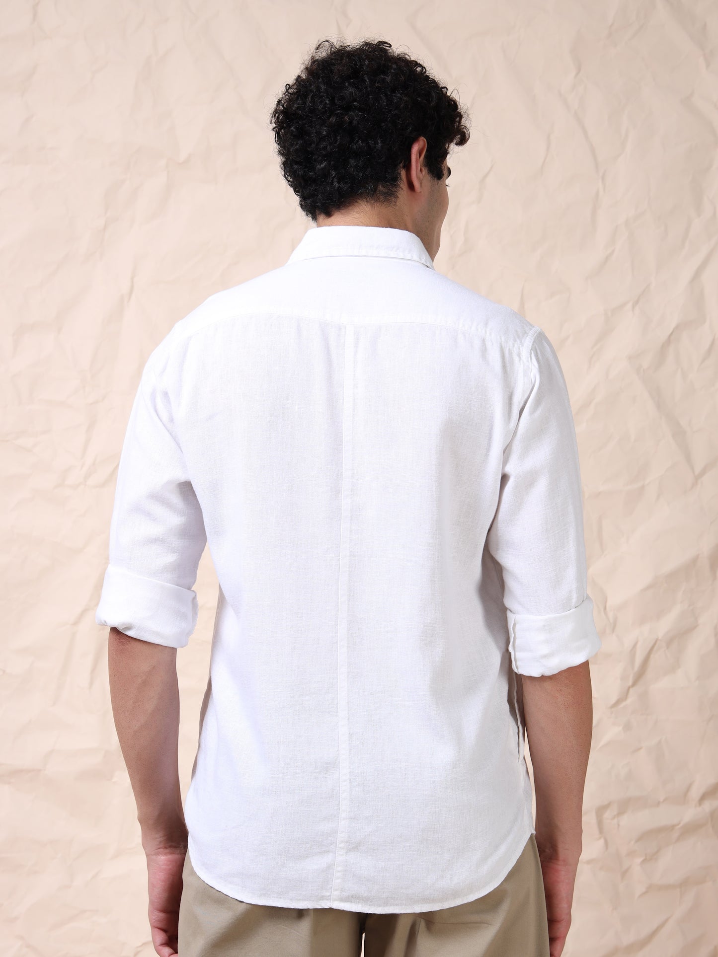 Full Sleeve Single Pocket White Cotton Shirt