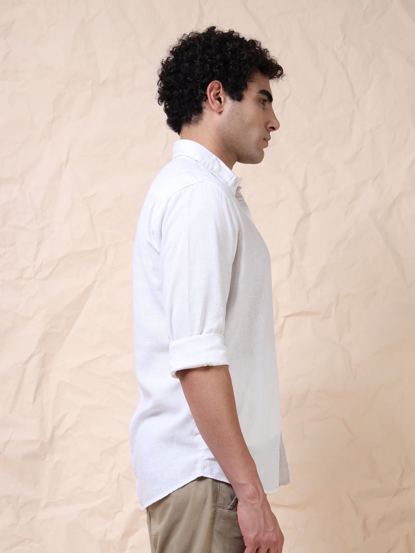 Full Sleeve Single Pocket White Cotton Shirt