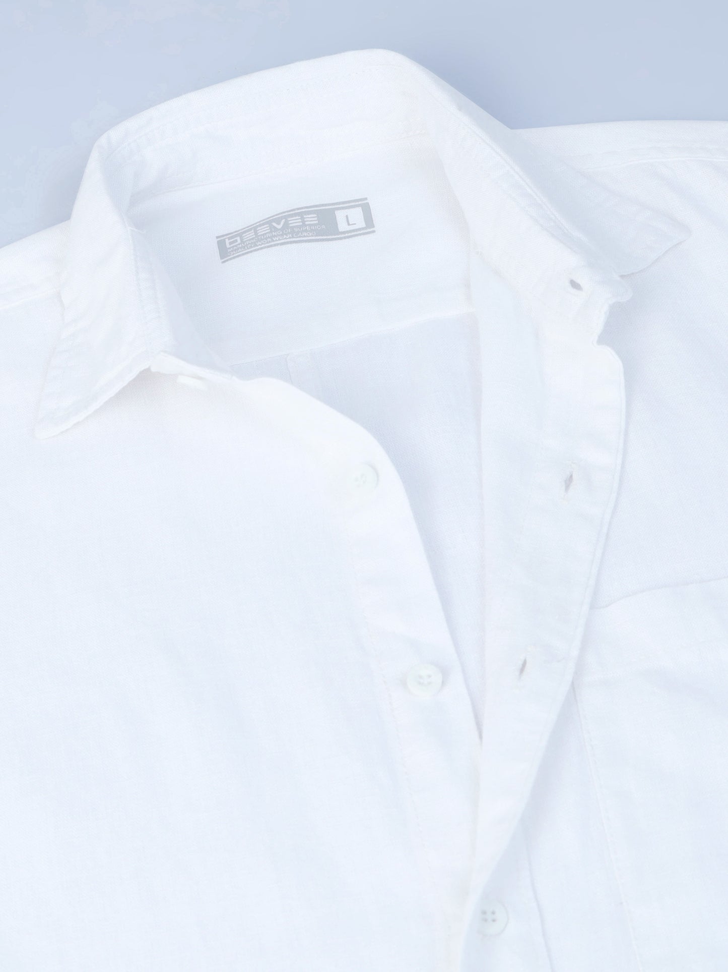 Full Sleeve Single Pocket White Cotton Shirt