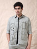 Multi Utility Cargo Pocket Grey Shacket