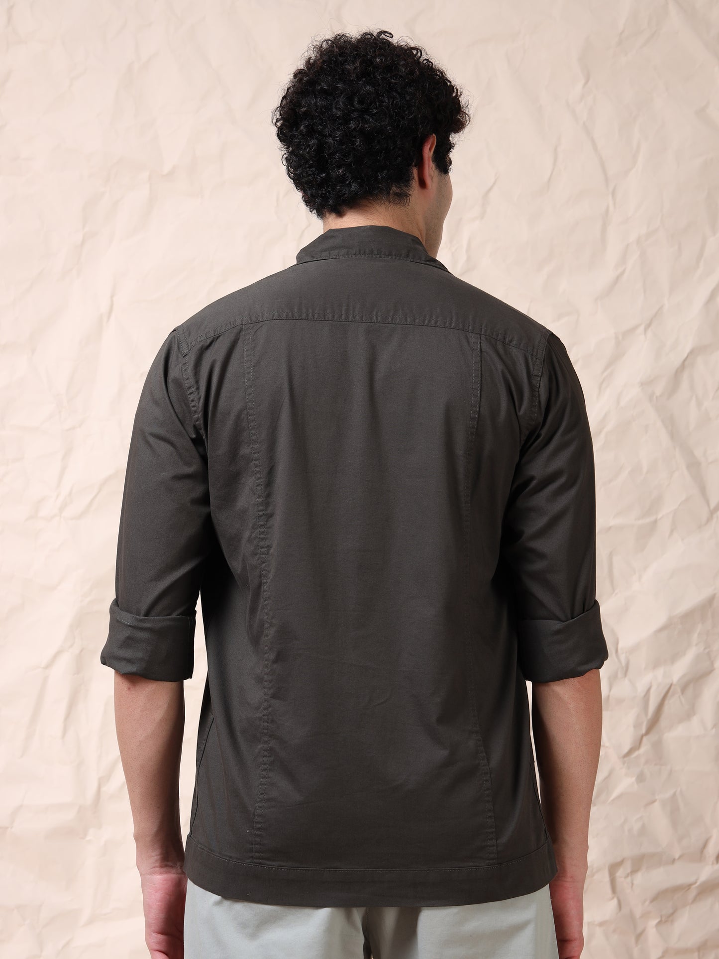 Multi Utility Cargo Pocket Olive Shacket