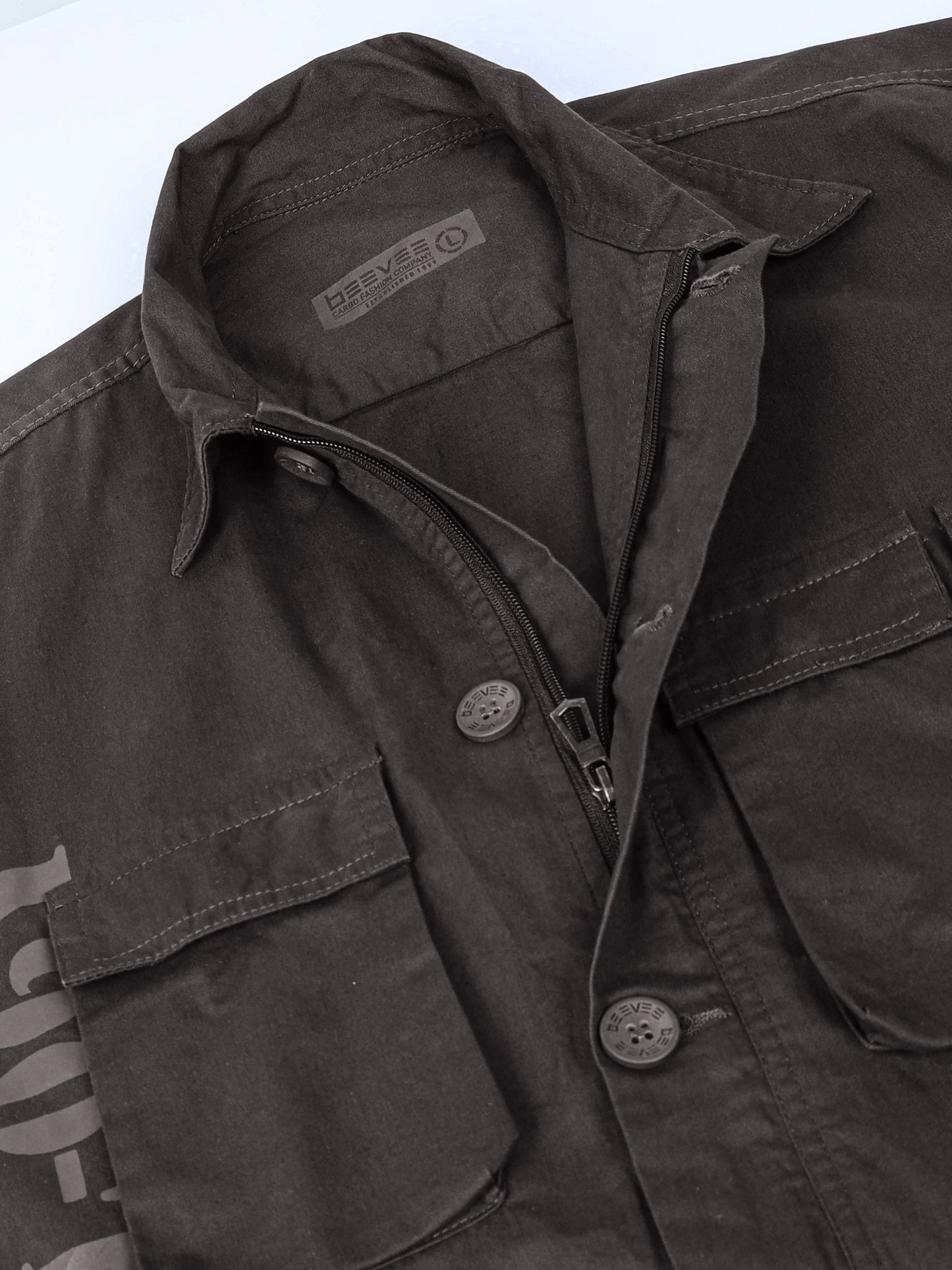 Multi Utility Cargo Pocket Olive Shacket