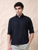 Full Sleeve Single Pocket Navy Cotton Shirt