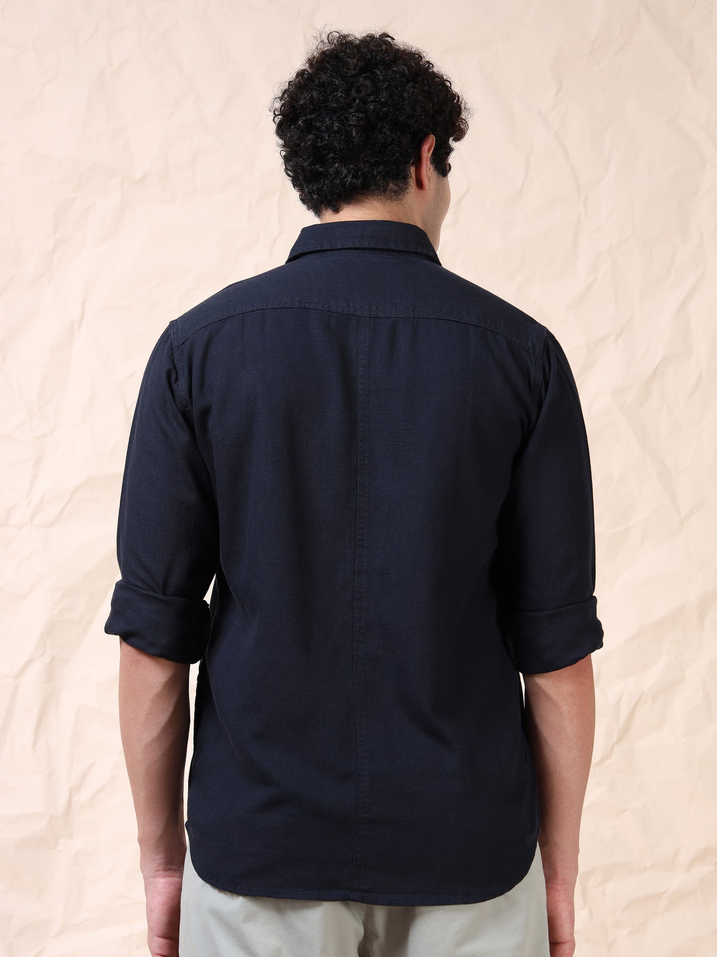 Full Sleeve Single Pocket Navy Cotton Shirt