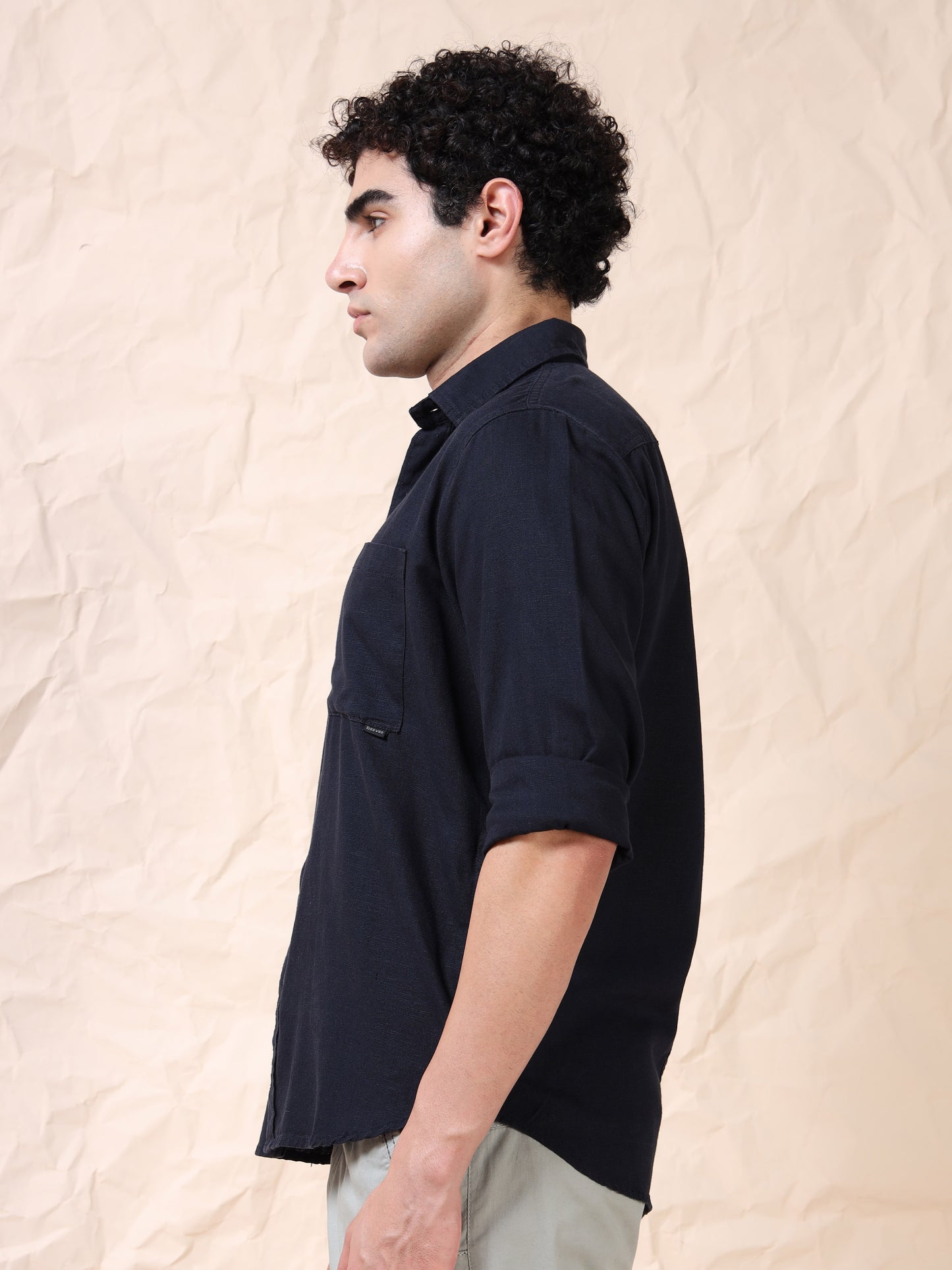 Full Sleeve Single Pocket Navy Cotton Shirt