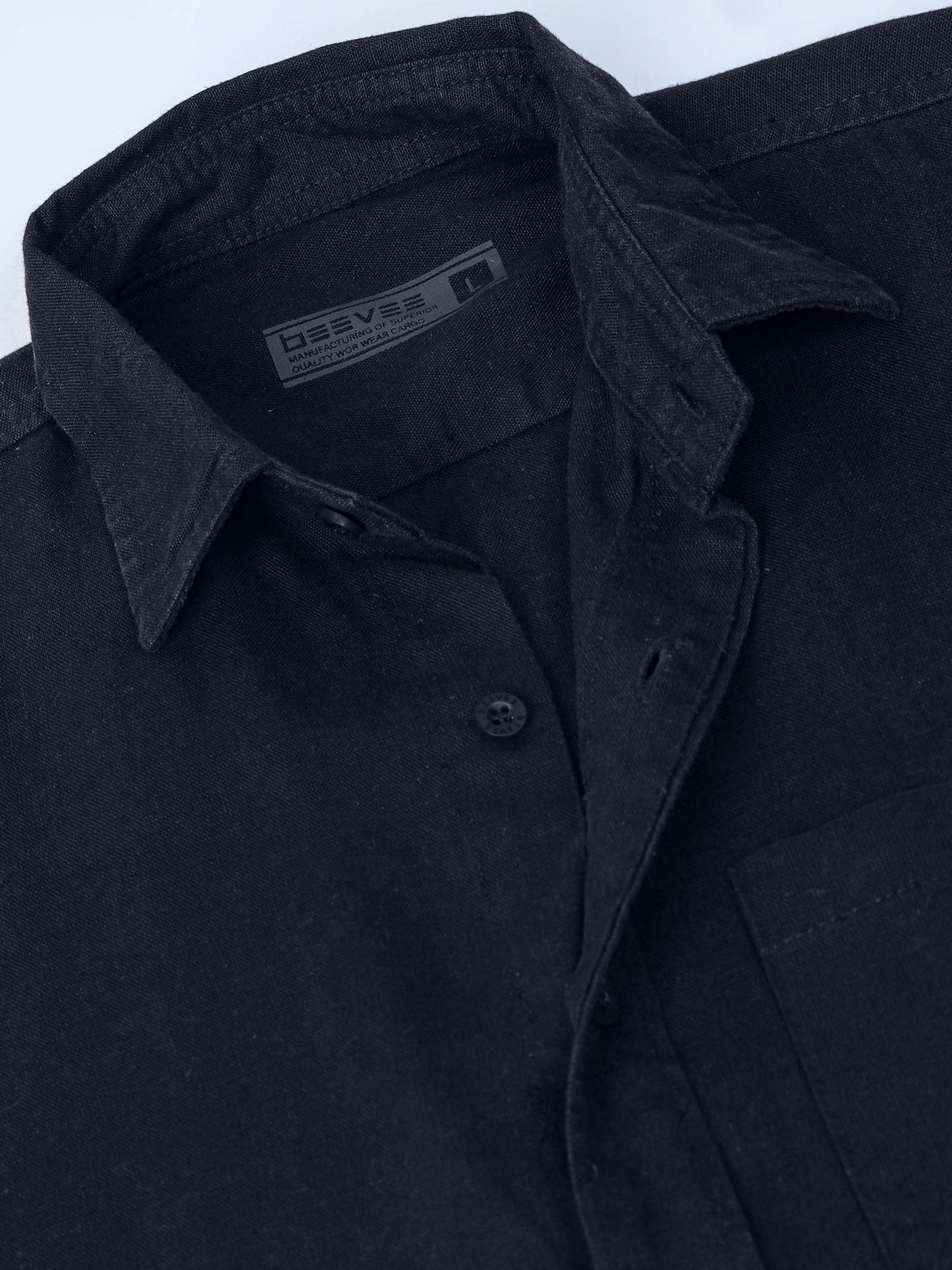 Full Sleeve Single Pocket Navy Cotton Shirt