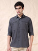 Full Sleeve Double Pocket Grey Shirt