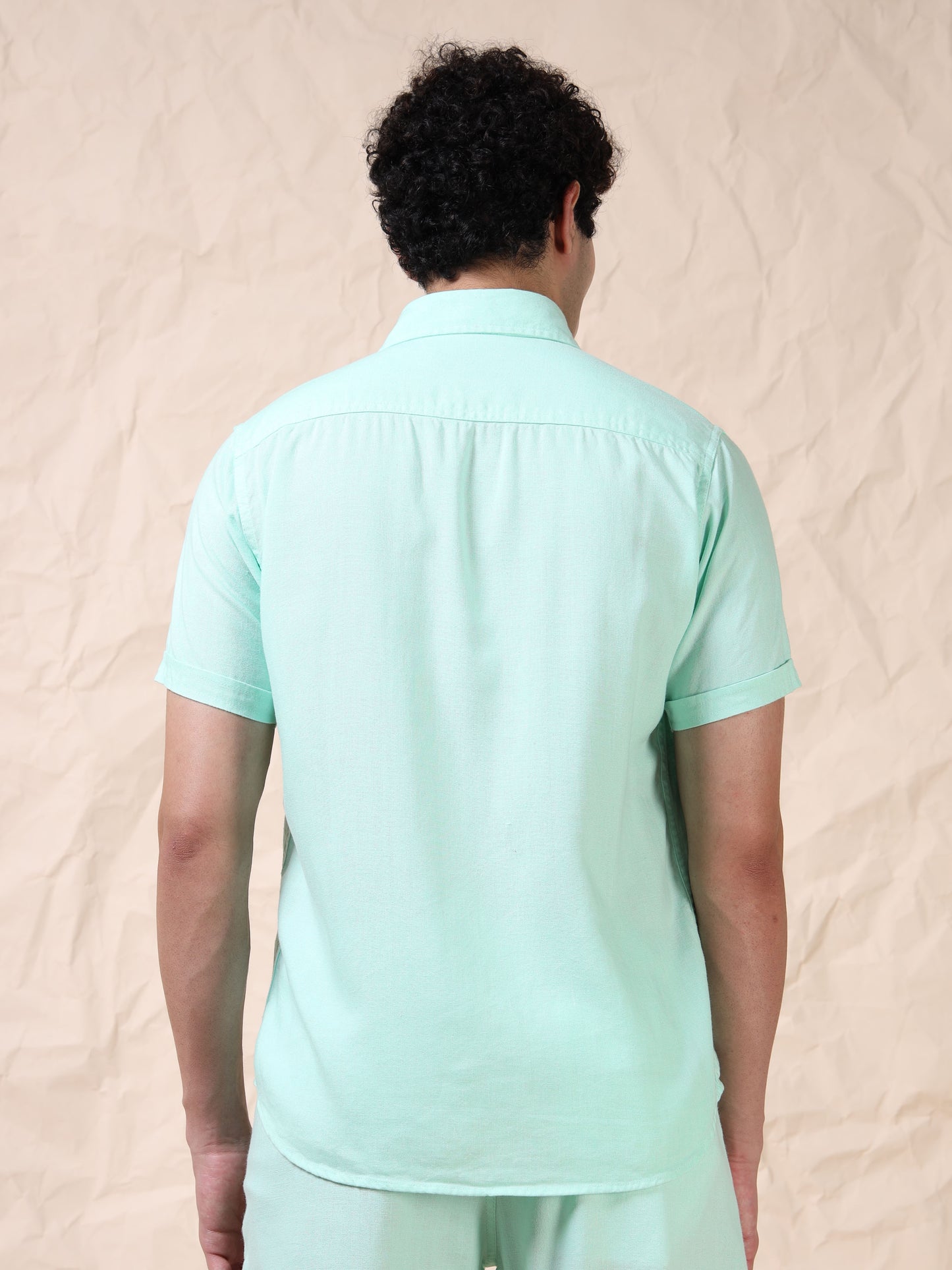 Half Sleeve Single Pocket Mint Color Shirt