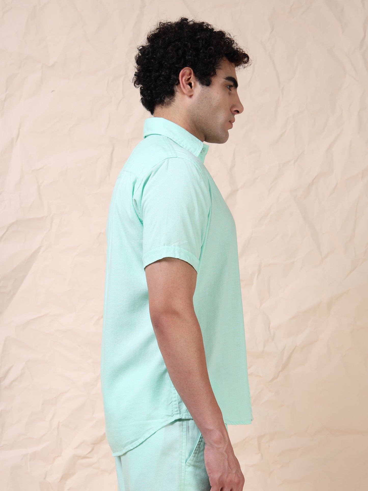 Half Sleeve Single Pocket Mint Color Shirt