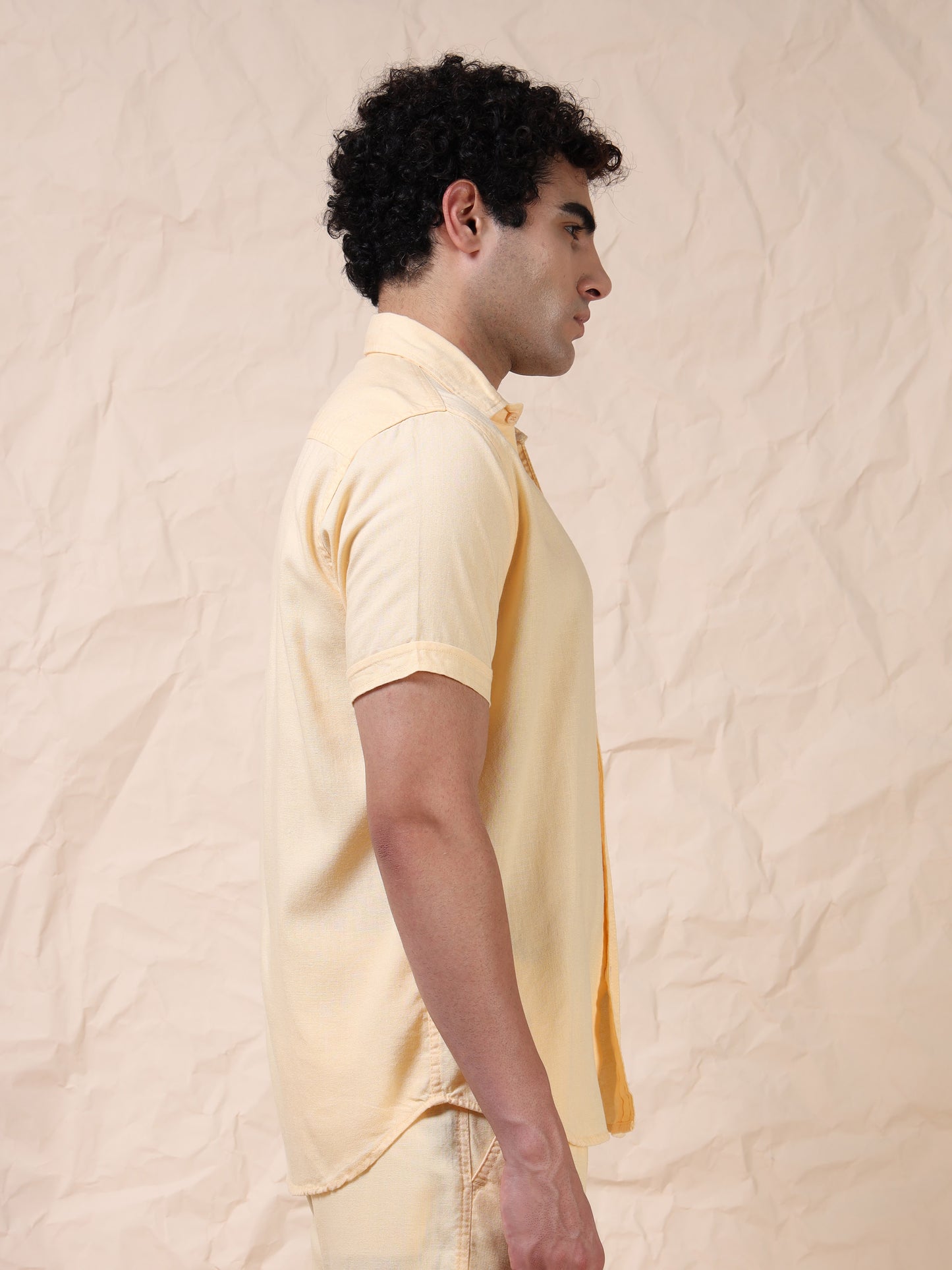 Half Sleeve Single Pocket Light Orange Color Shirt