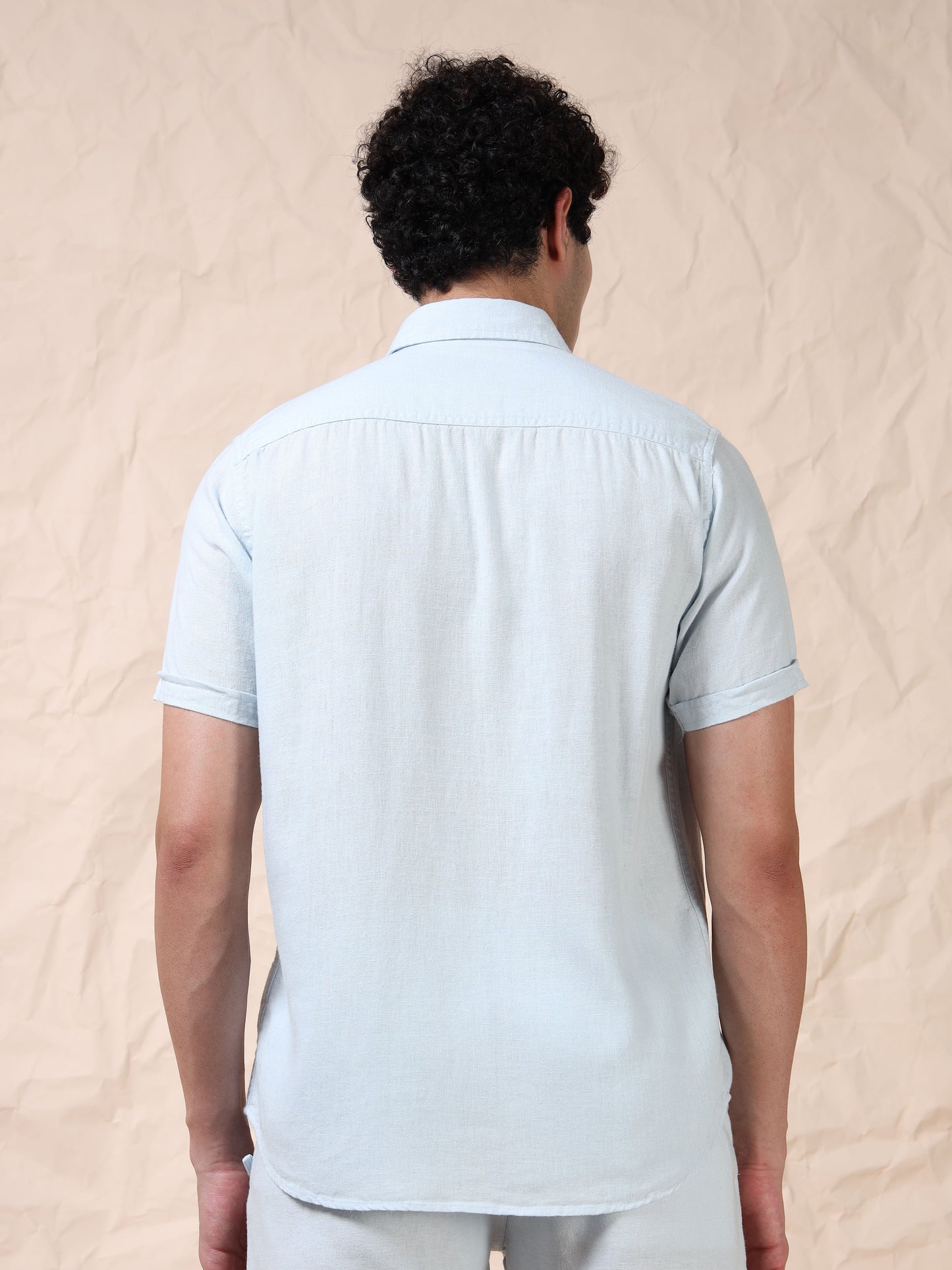 Half Sleeve Single Pocket Sky Color Shirt