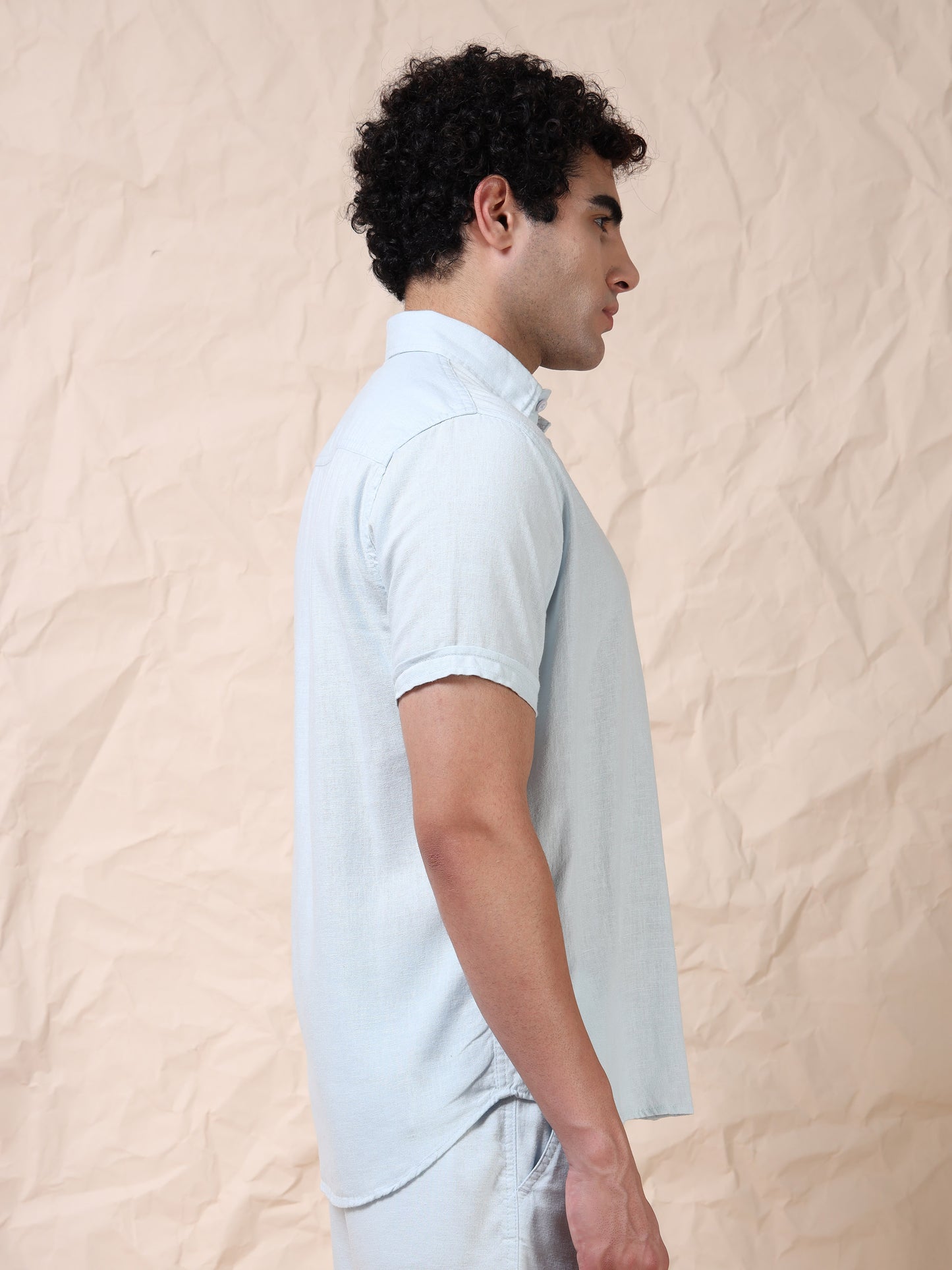 Half Sleeve Single Pocket Sky Color Shirt
