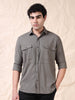 Full Sleeve Double Pocket Grey Shirt