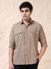 Full Sleeve Double Pocket Khaki Shirt