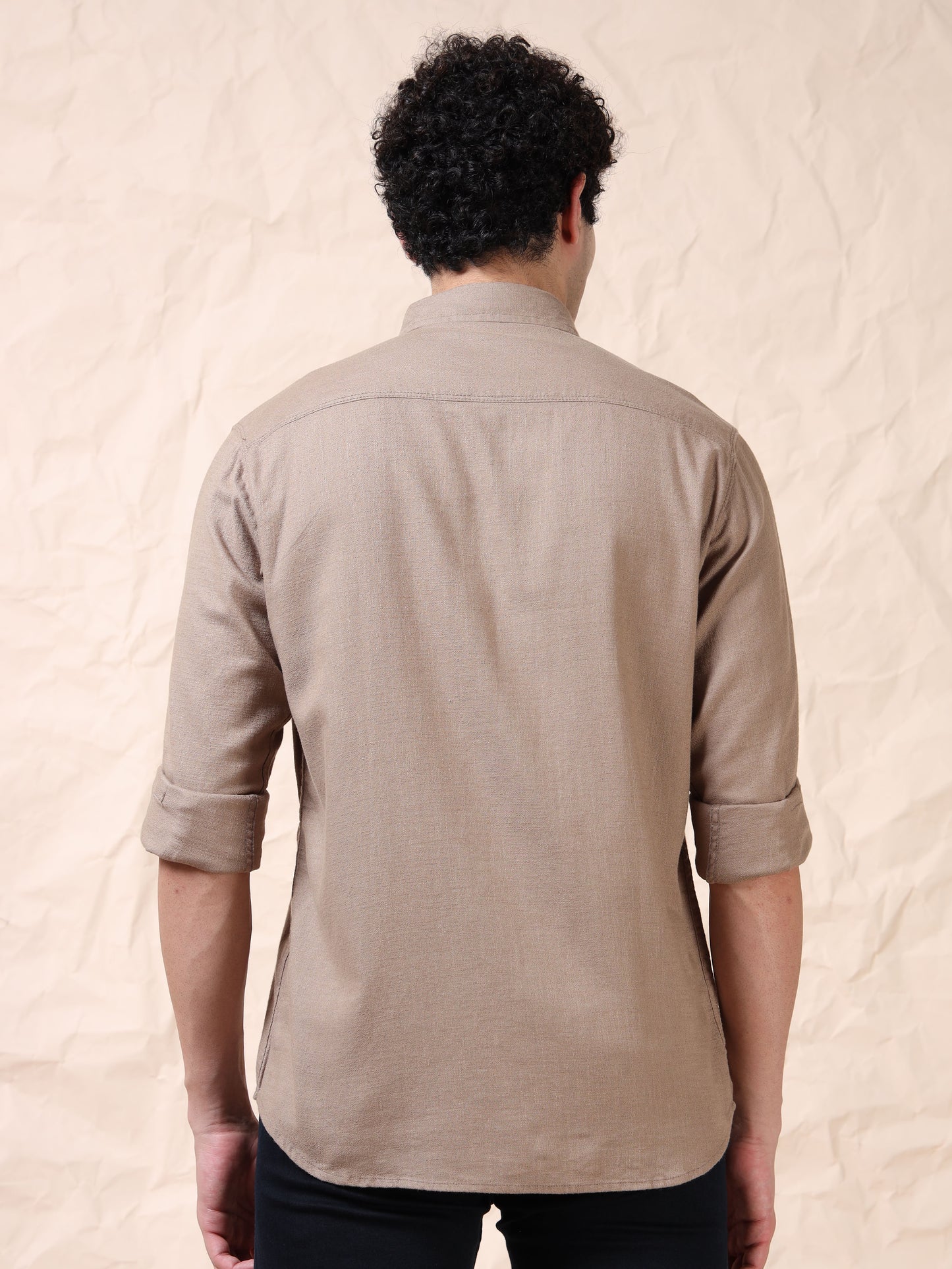 Full Sleeve Double Pocket Khaki Shirt