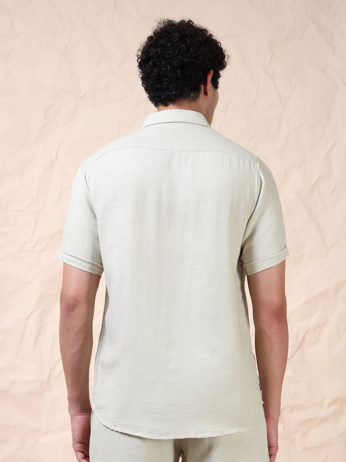 Multi Pocket Waffle Structured Pista Color Shirt