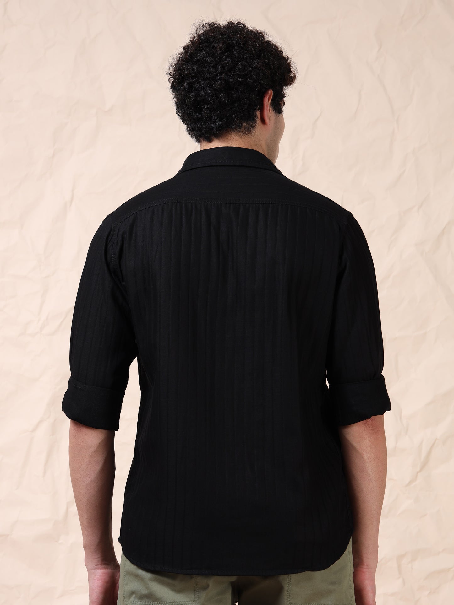Full Sleeve Double Pocket Black Shirt