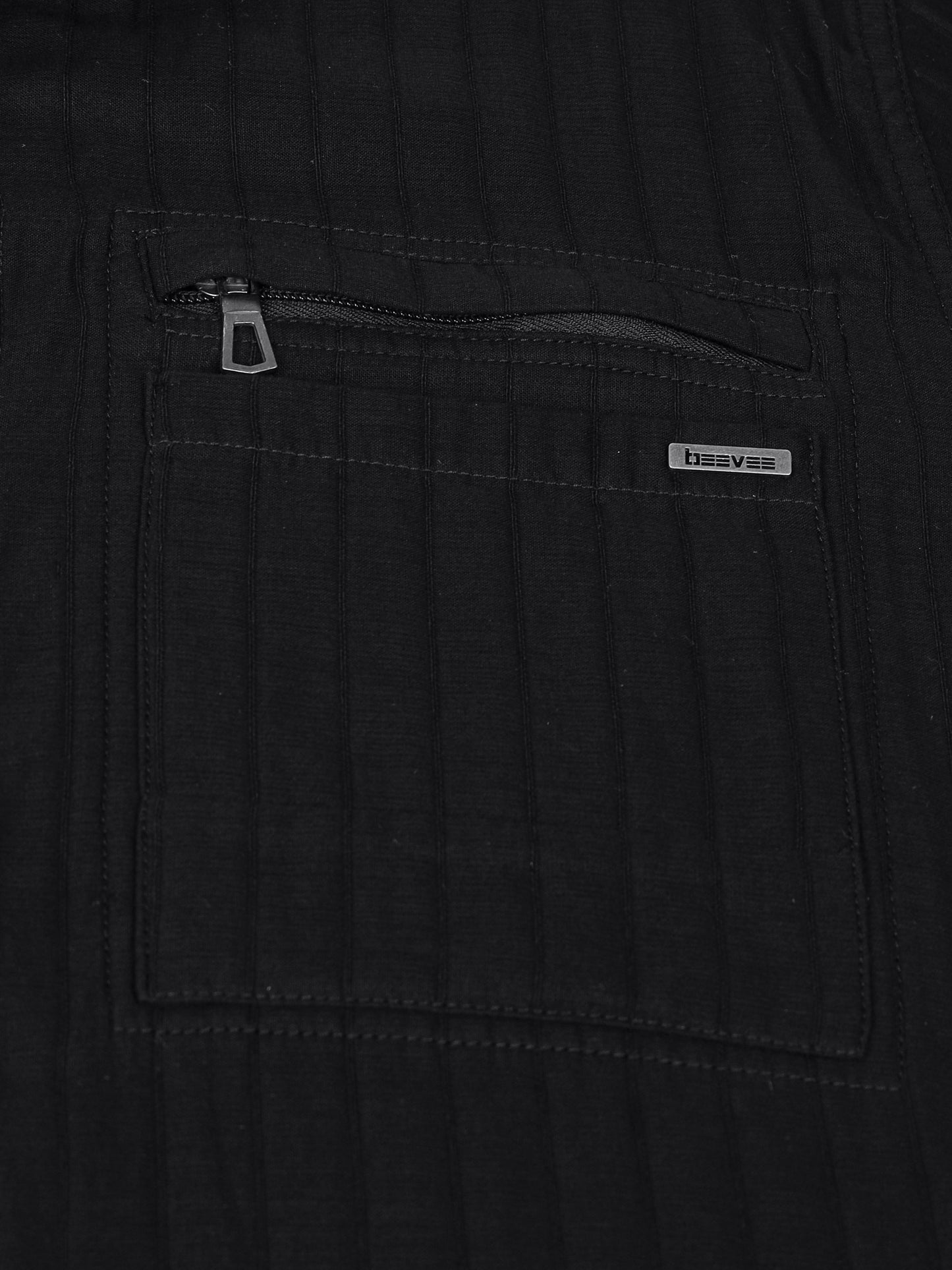 Full Sleeve Double Pocket Black Shirt