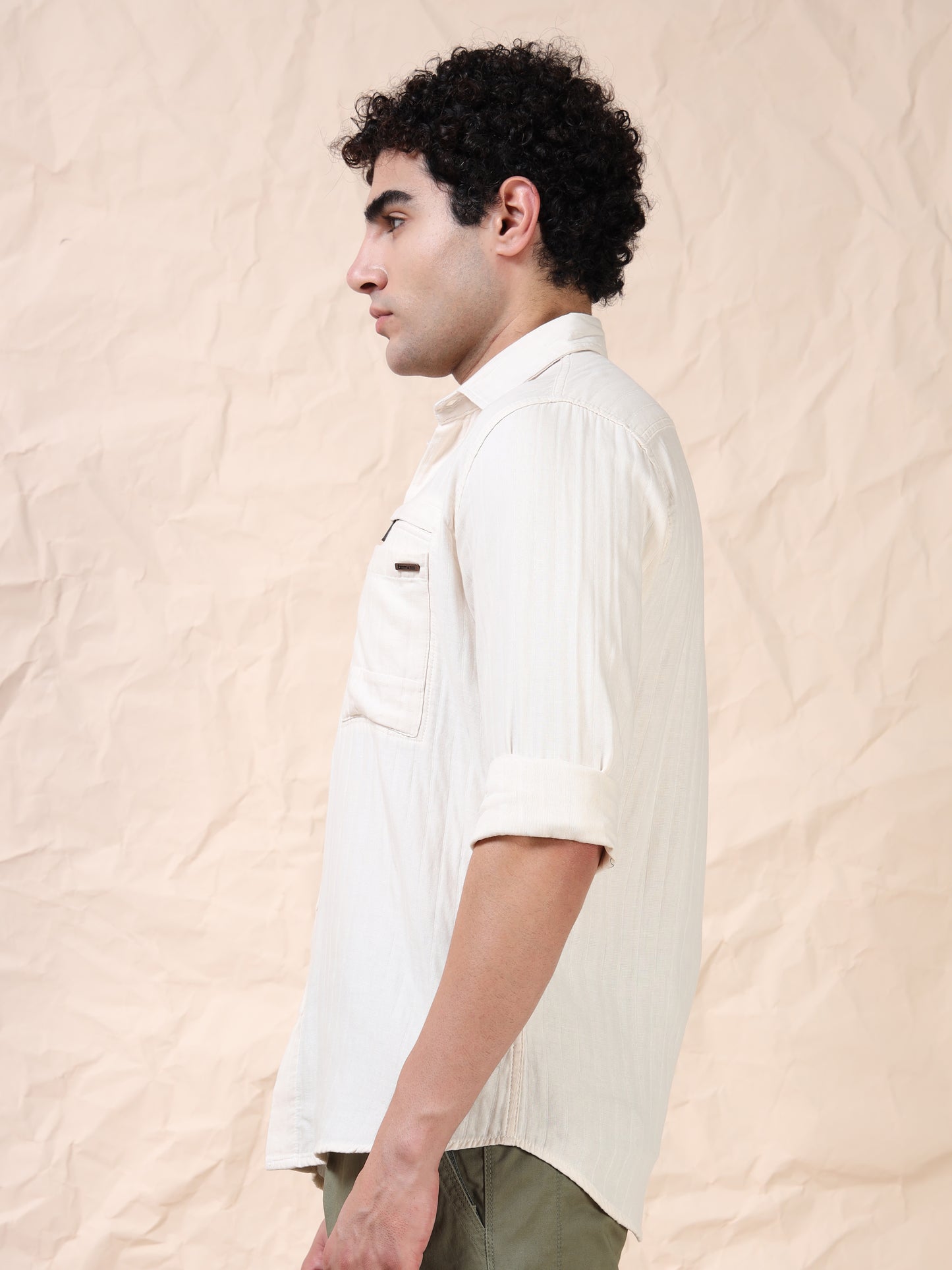 Full Sleeve Double Pocket White Shirt