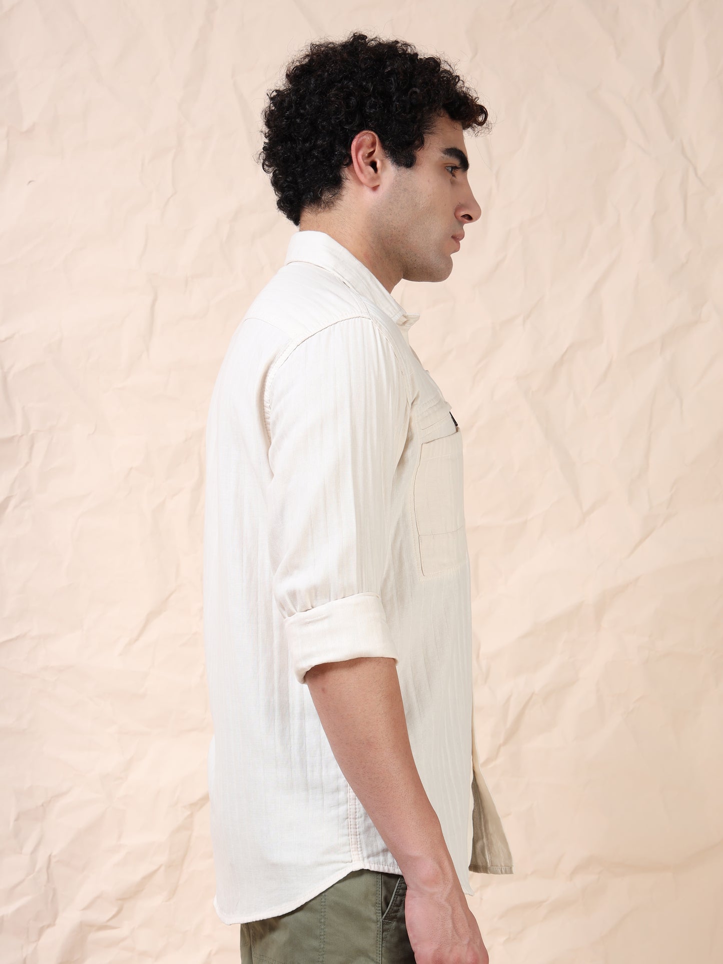 Full Sleeve Double Pocket White Shirt