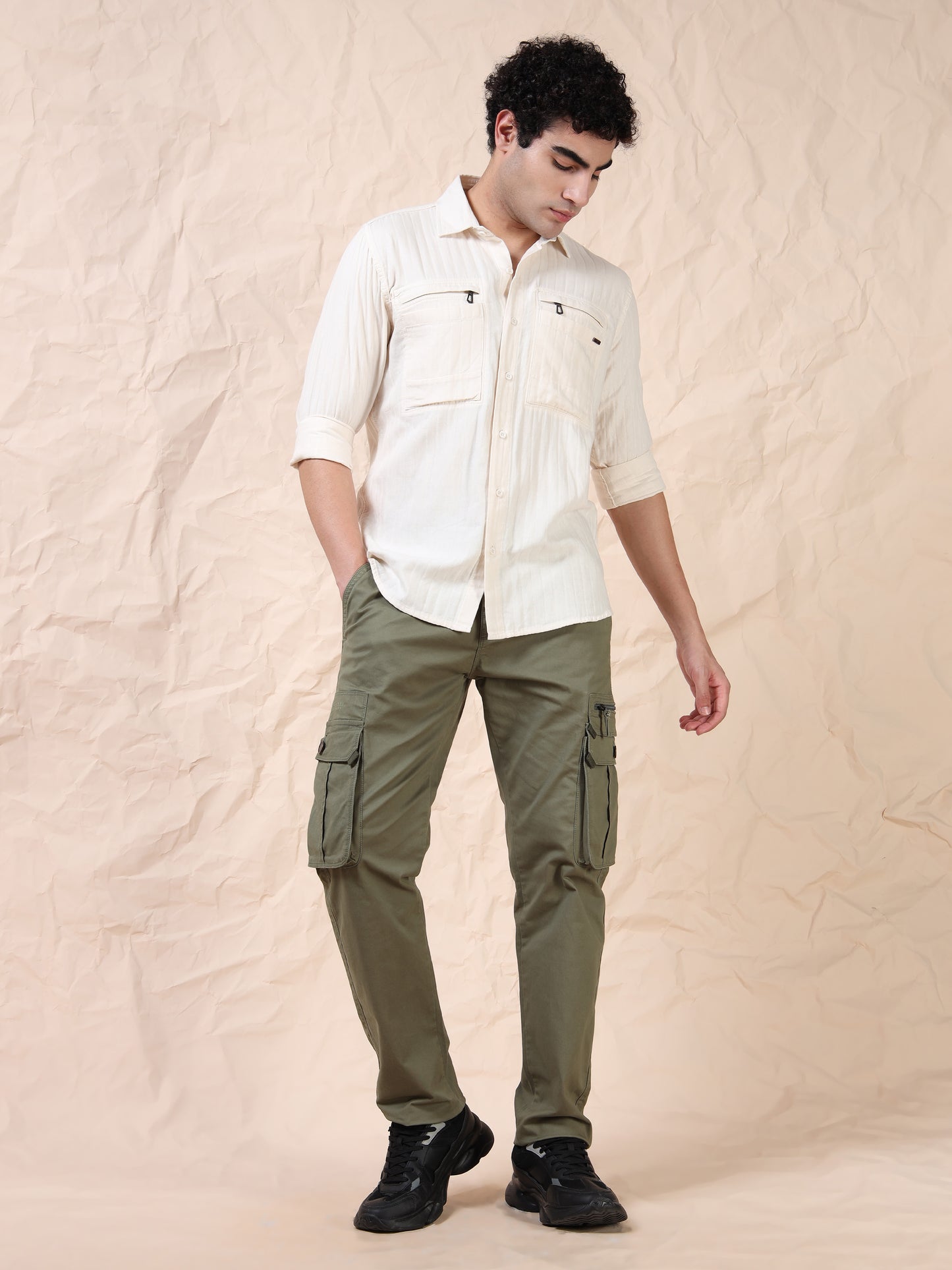 Full Sleeve Double Pocket White Shirt