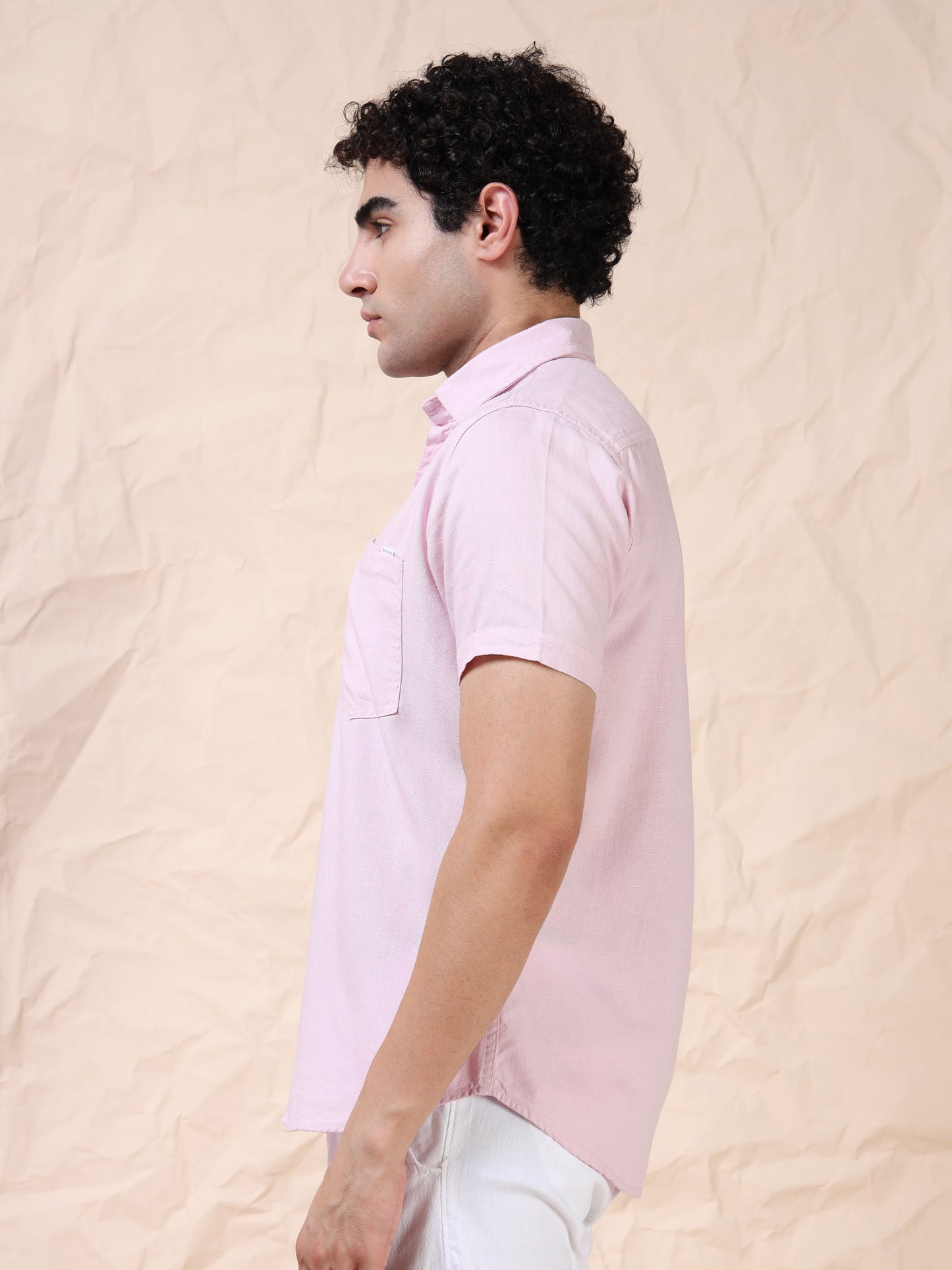 Half Sleeve Single Pocket Light Puple Color Shirt