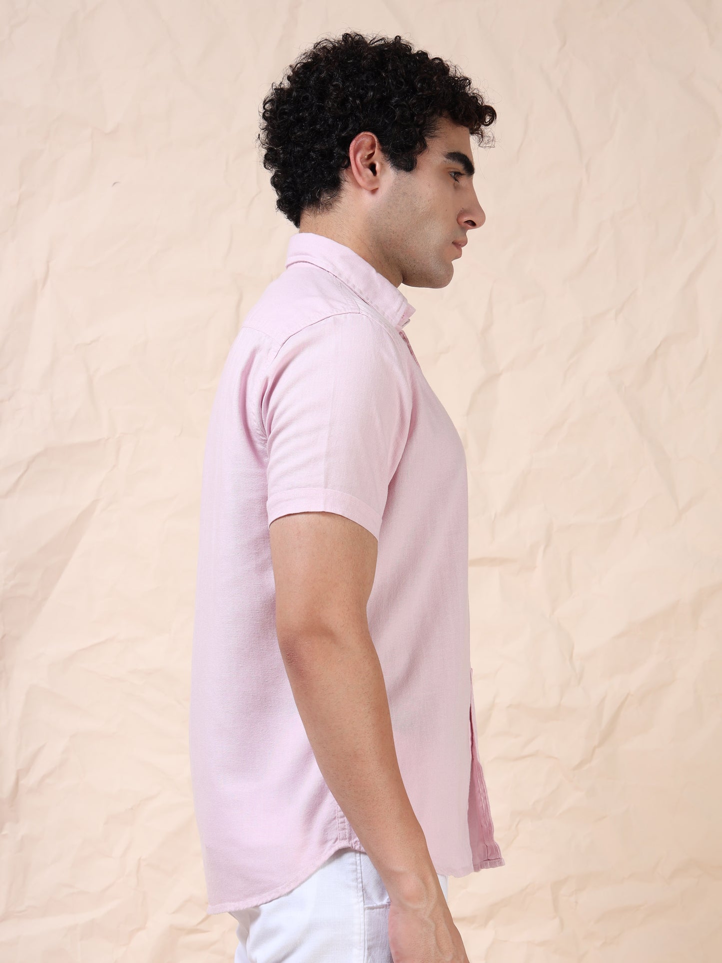 Half Sleeve Single Pocket Light Puple Color Shirt