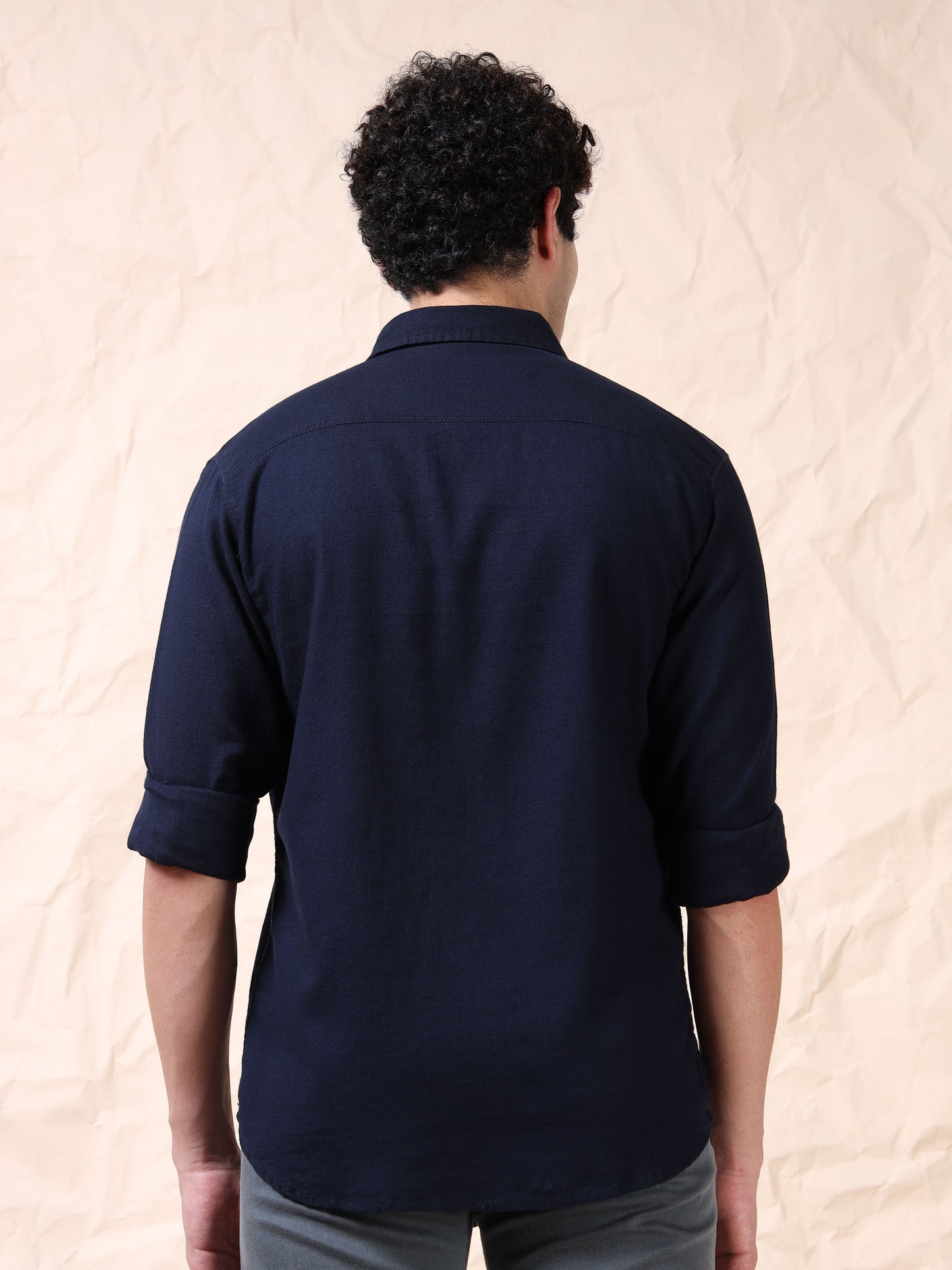 Full Sleeve Double Pocket Navy Shirt