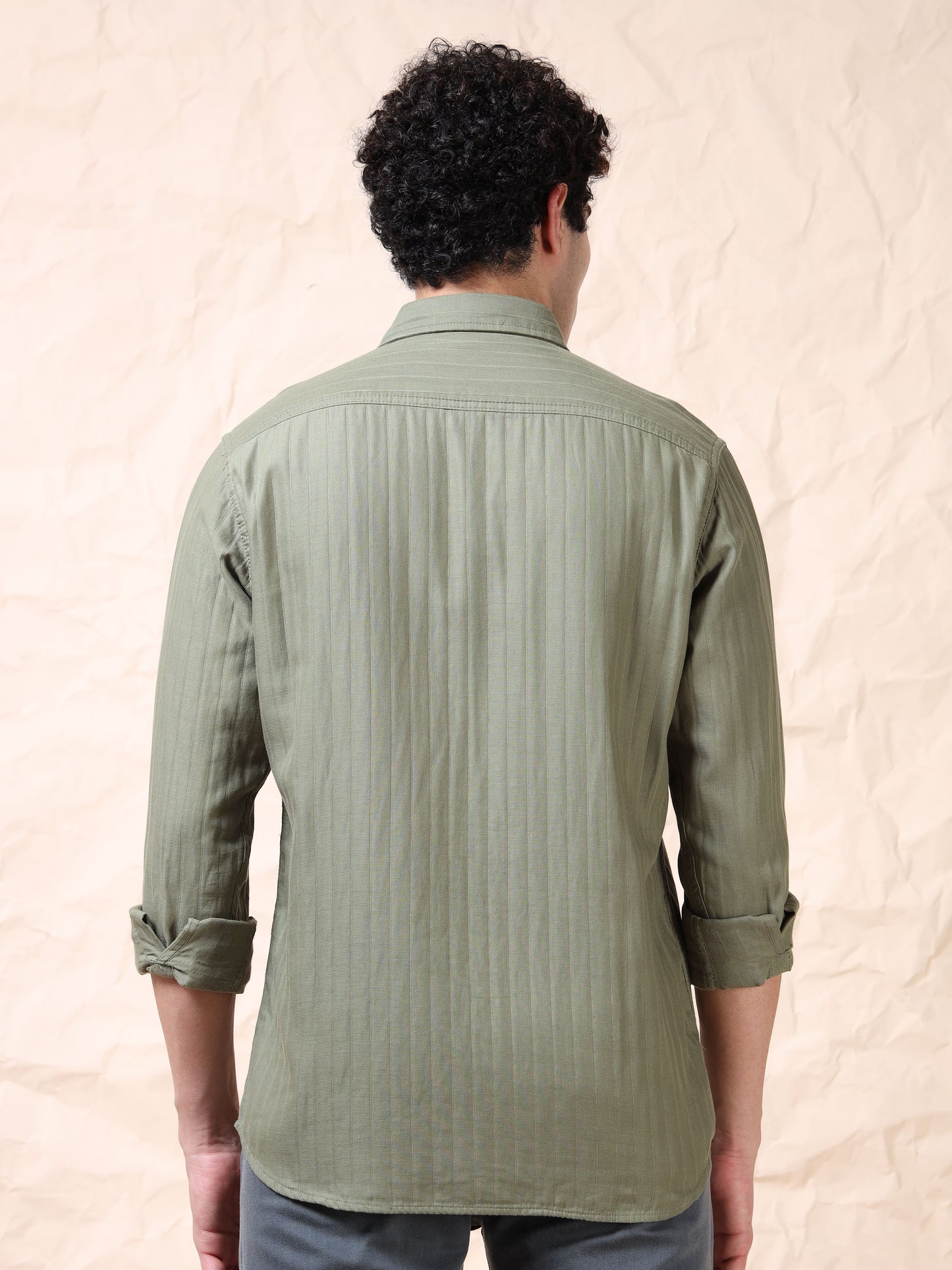 Full Sleeve Double Pocket Olive Shirt