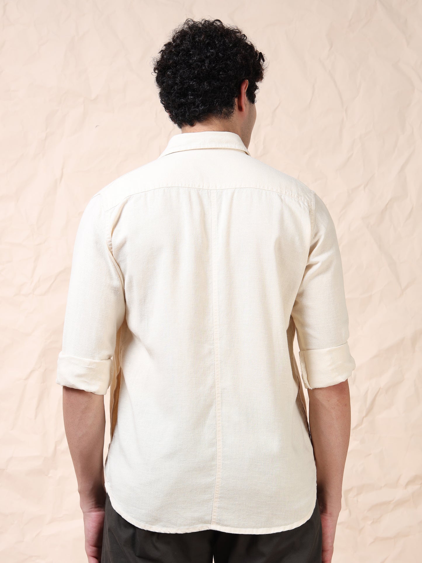 Full Sleeve Single Pocket Natural Color Cotton Shirt