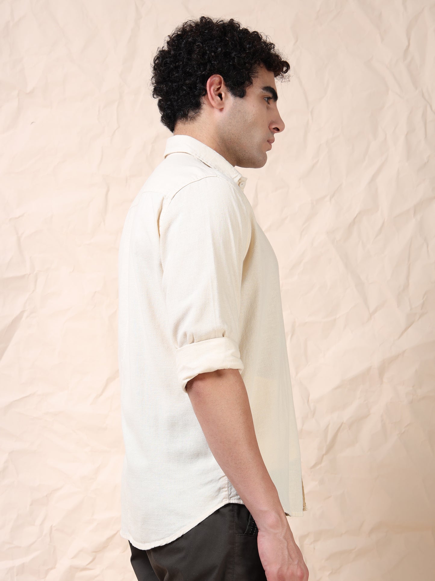 Full Sleeve Single Pocket Natural Color Cotton Shirt