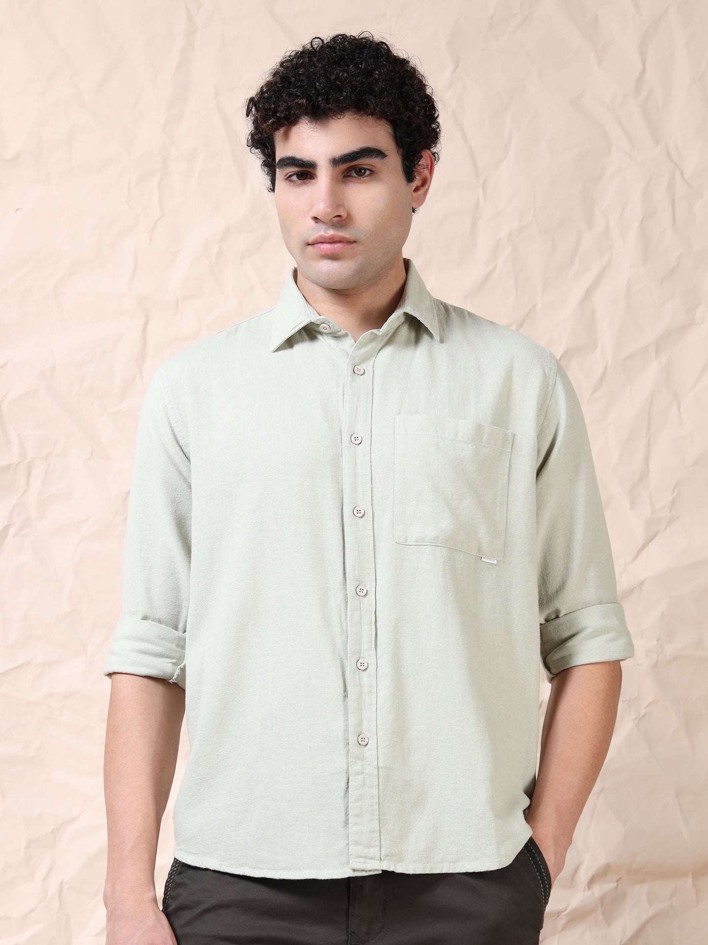 Full Sleeve Single Pocket Pista Cotton Shirt