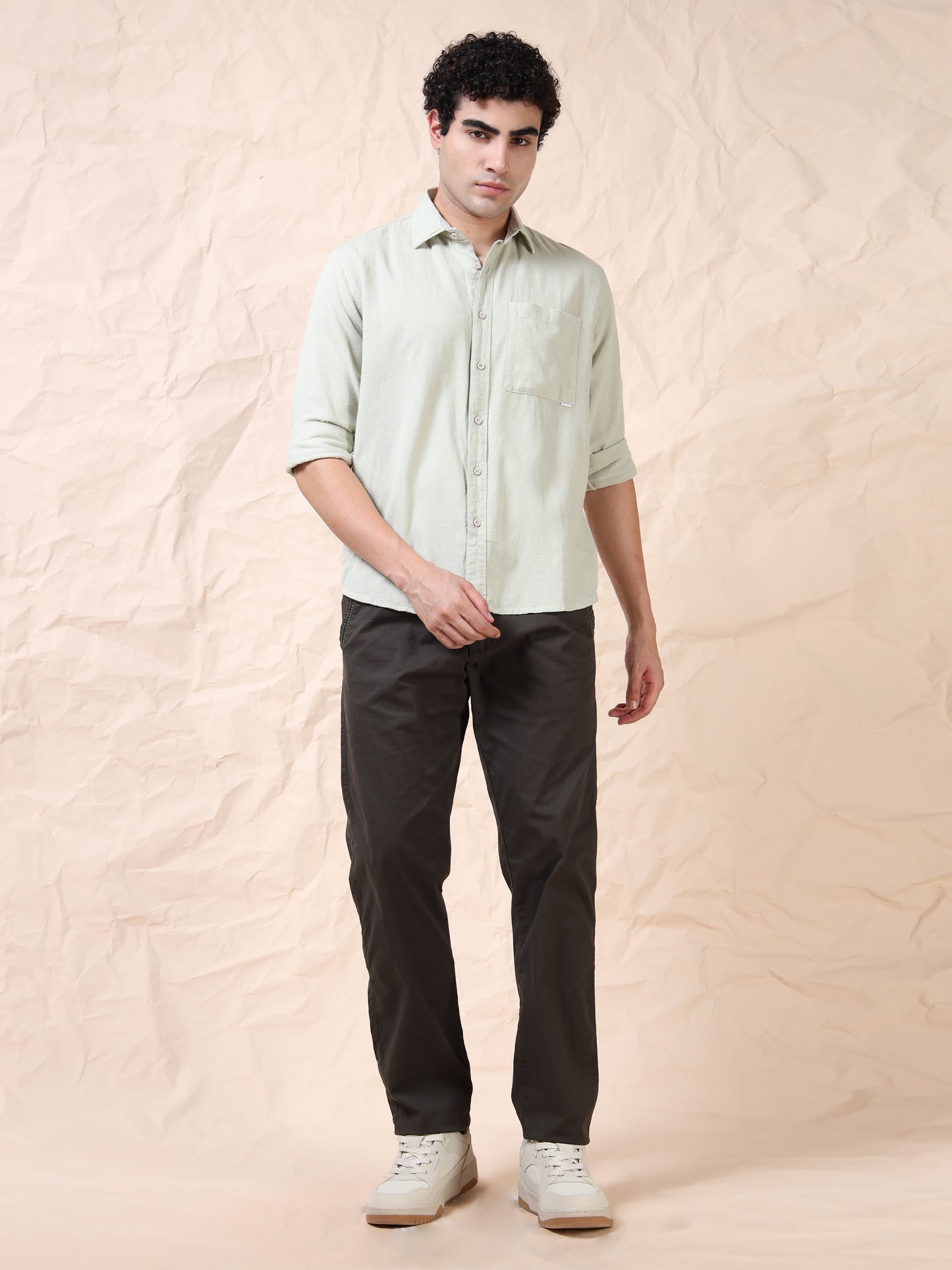 Full Sleeve Single Pocket Pista Cotton Shirt