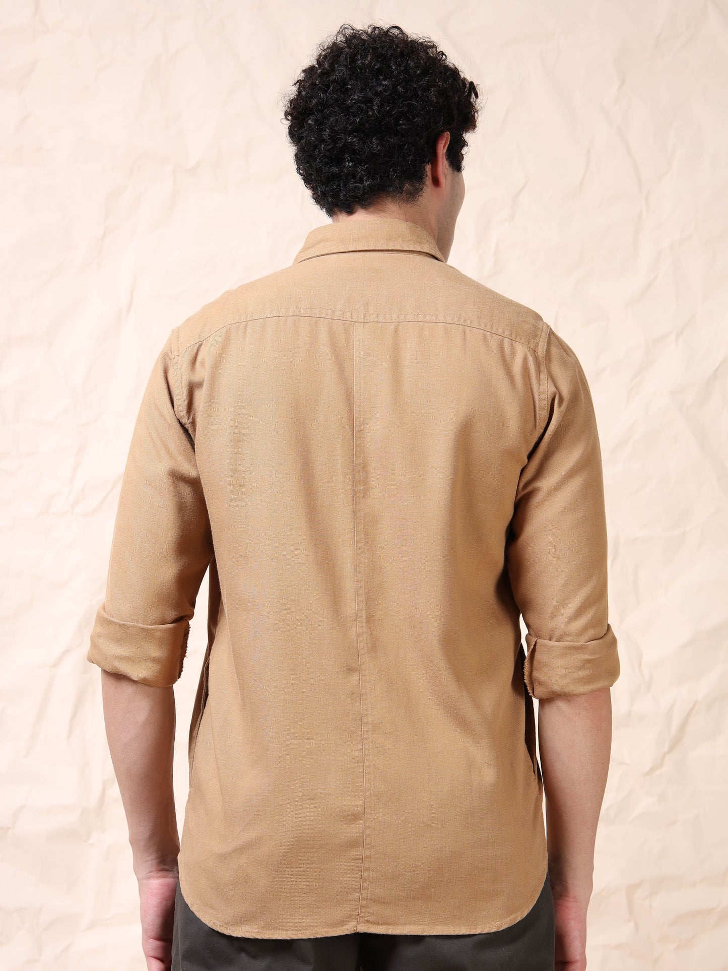 Full Sleeve Single Pocket Khaki Cotton Shirt